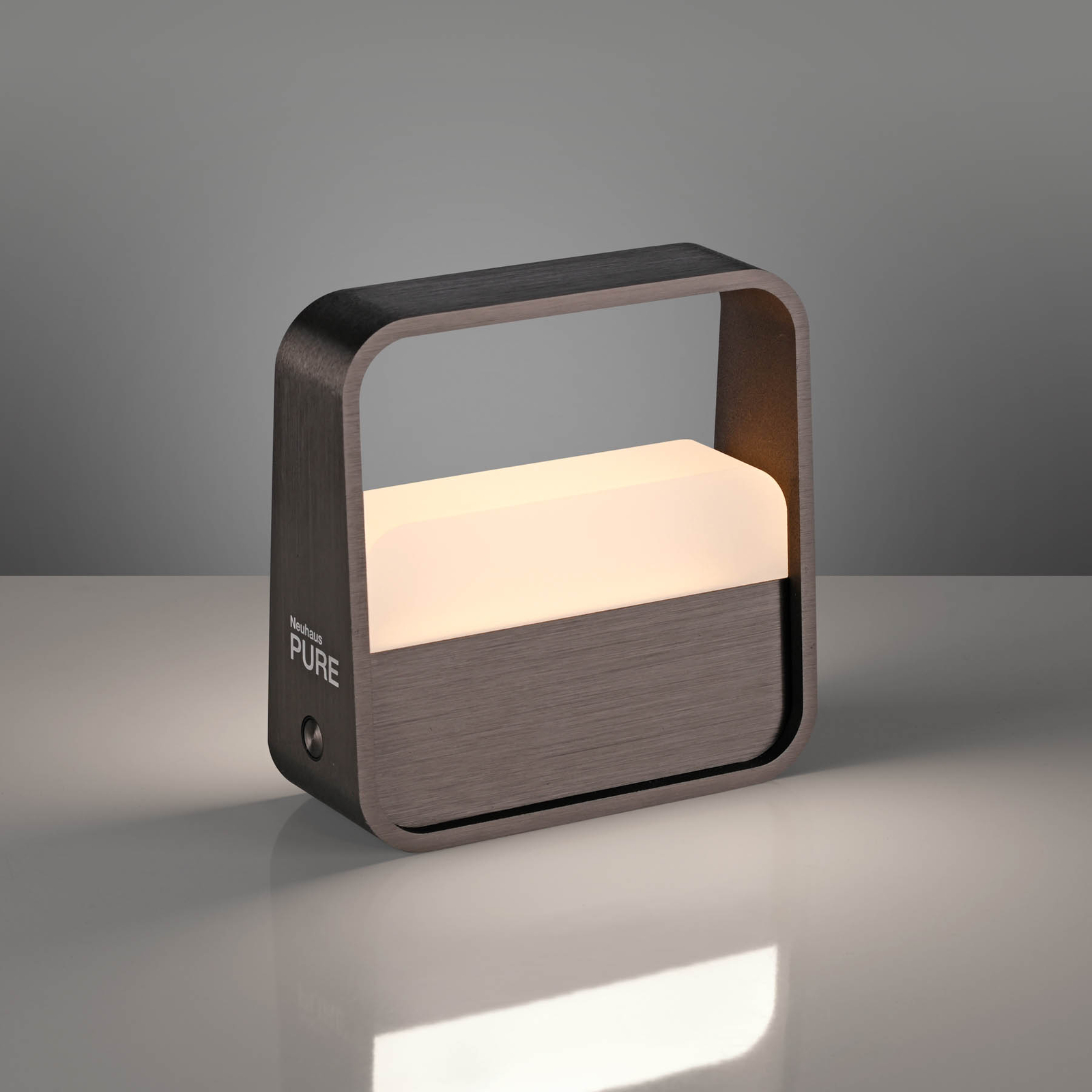 Lampe à poser LED rechargeable Go, brun métal foncé, aluminium - PURE