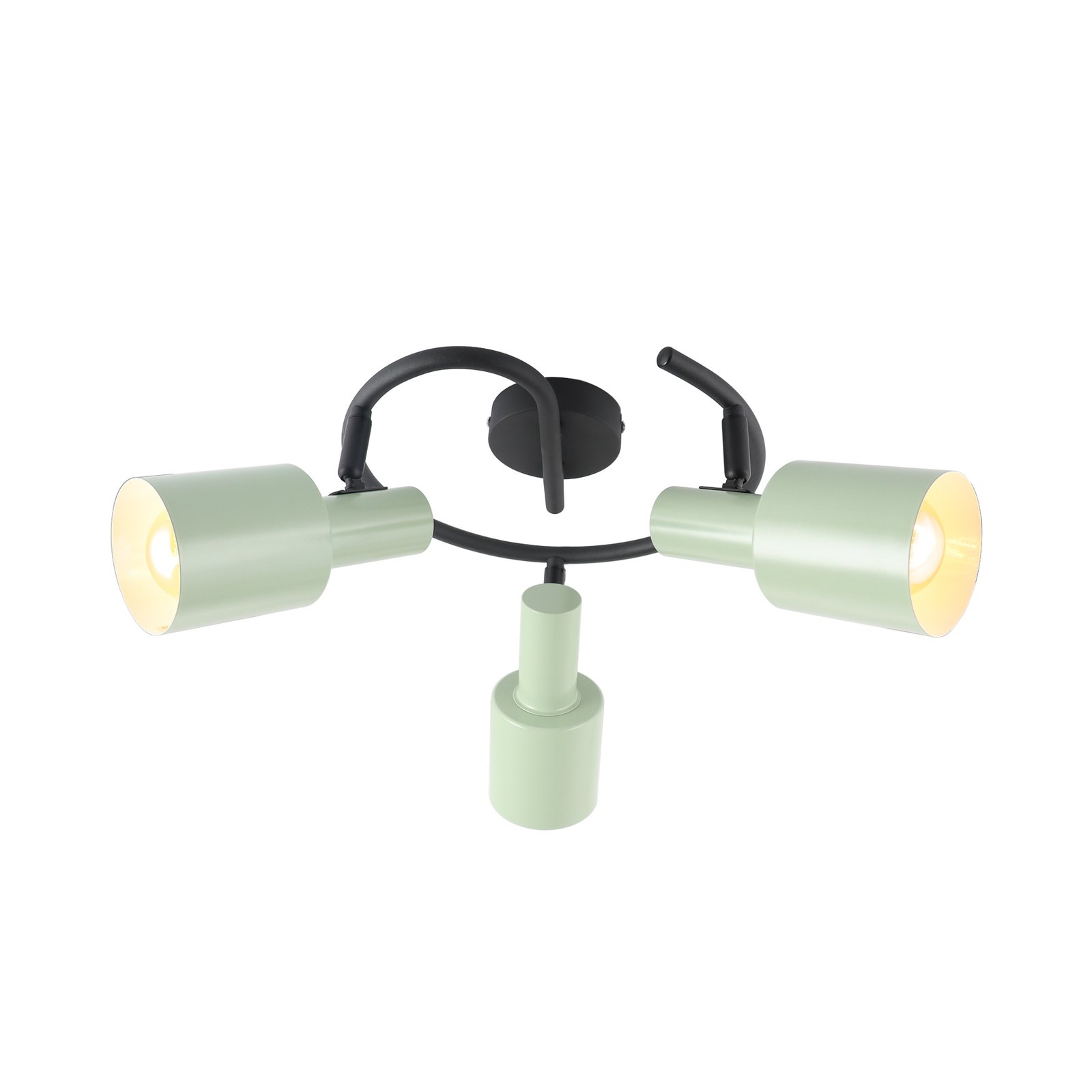 Lindby downlight Ovelia, green/black, 3-bulb, iron