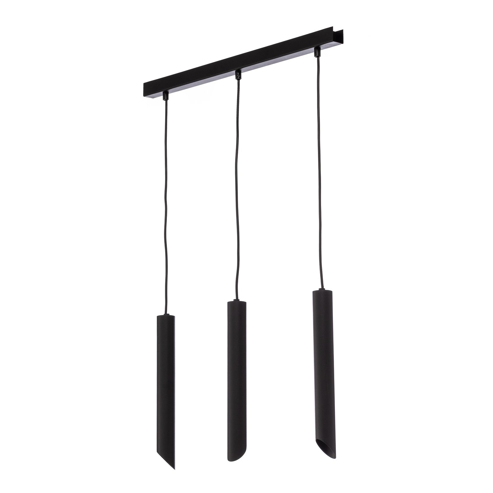 Hanglamp Corte, zwart, 3-lamps, langwerpig