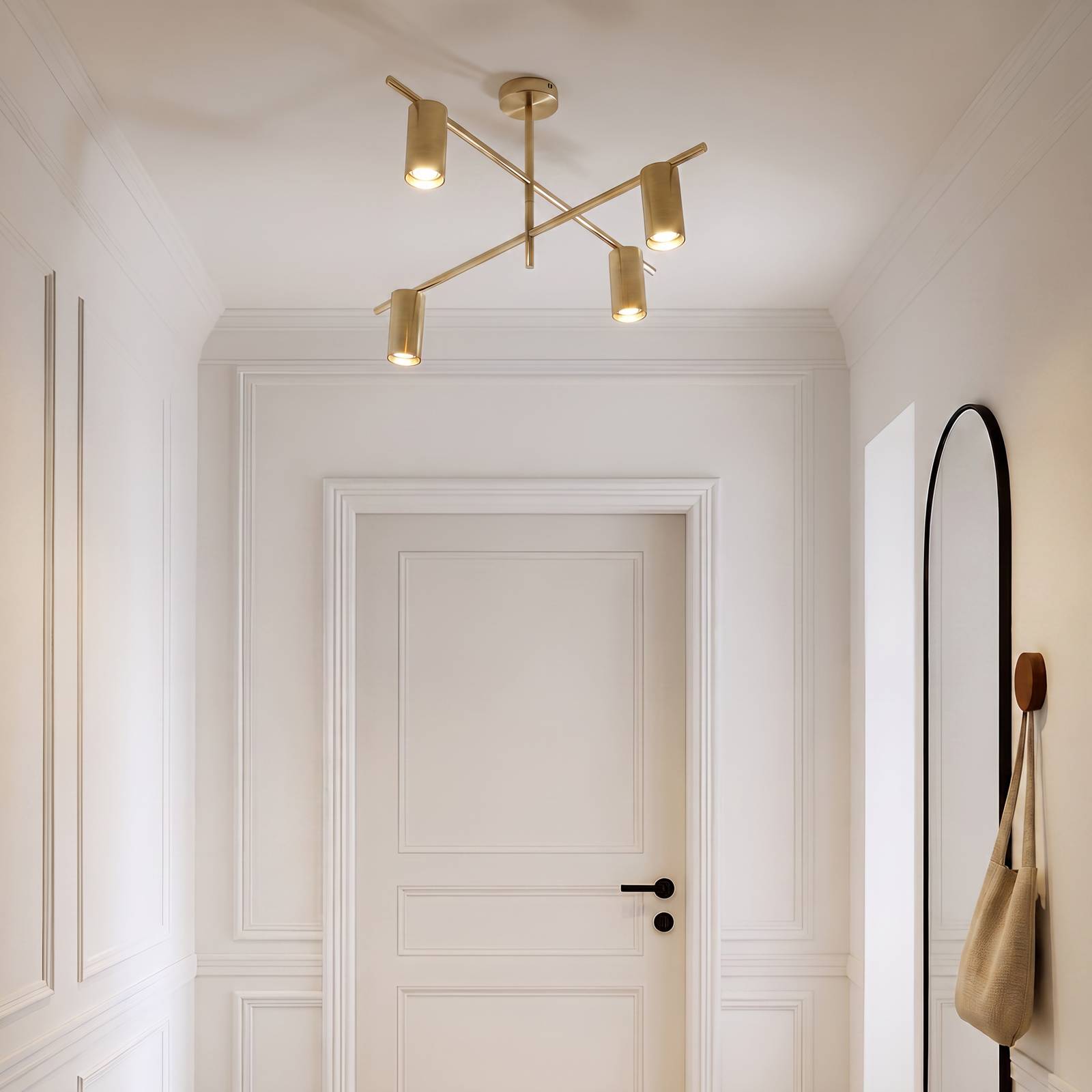 Lampa sufitowa Lindby Marilou, mosiężna, 4-punktowa, Ø 70 cm