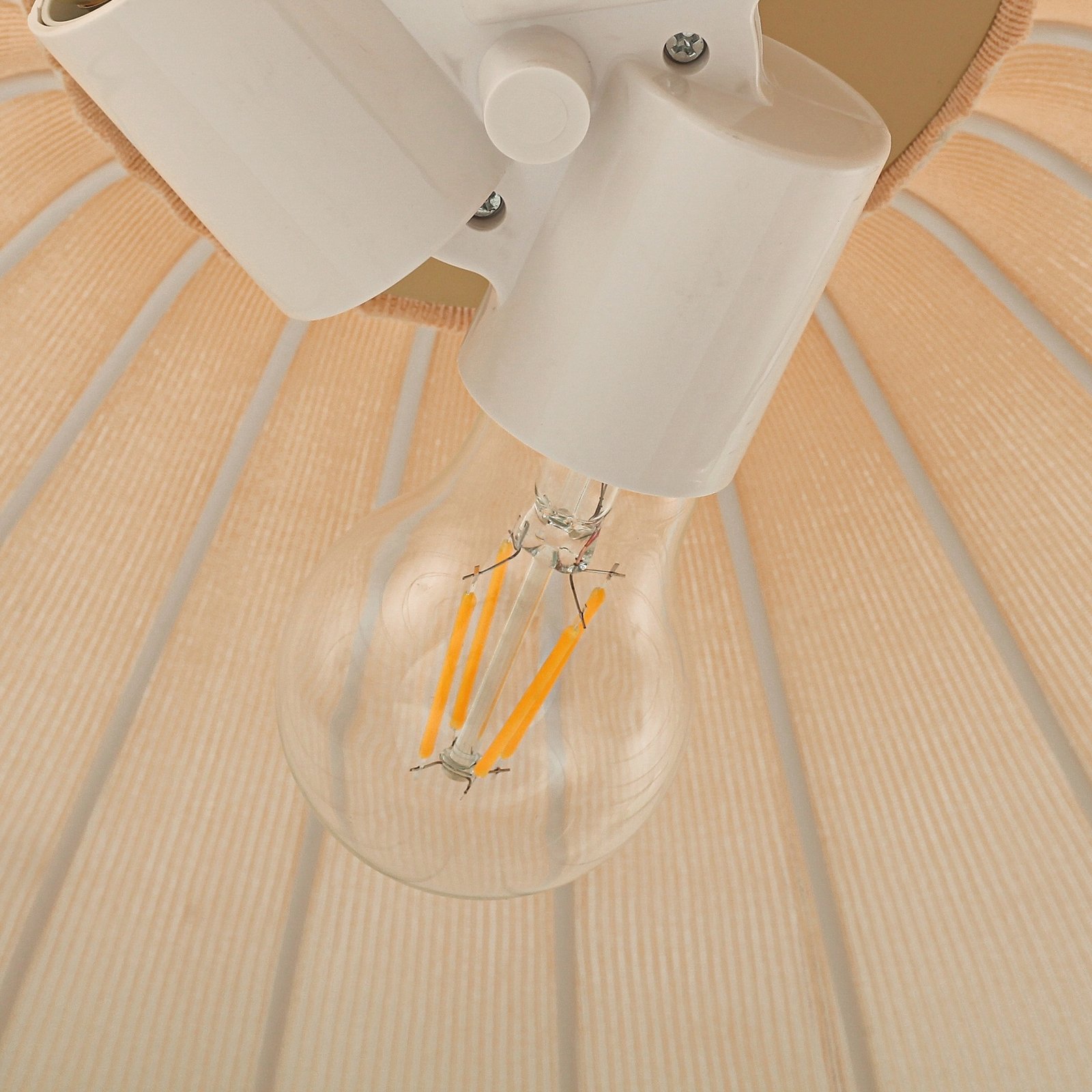 Helin hængelampe, Ø 70 cm, tekstil, beige, 3 x E27 - Lindby