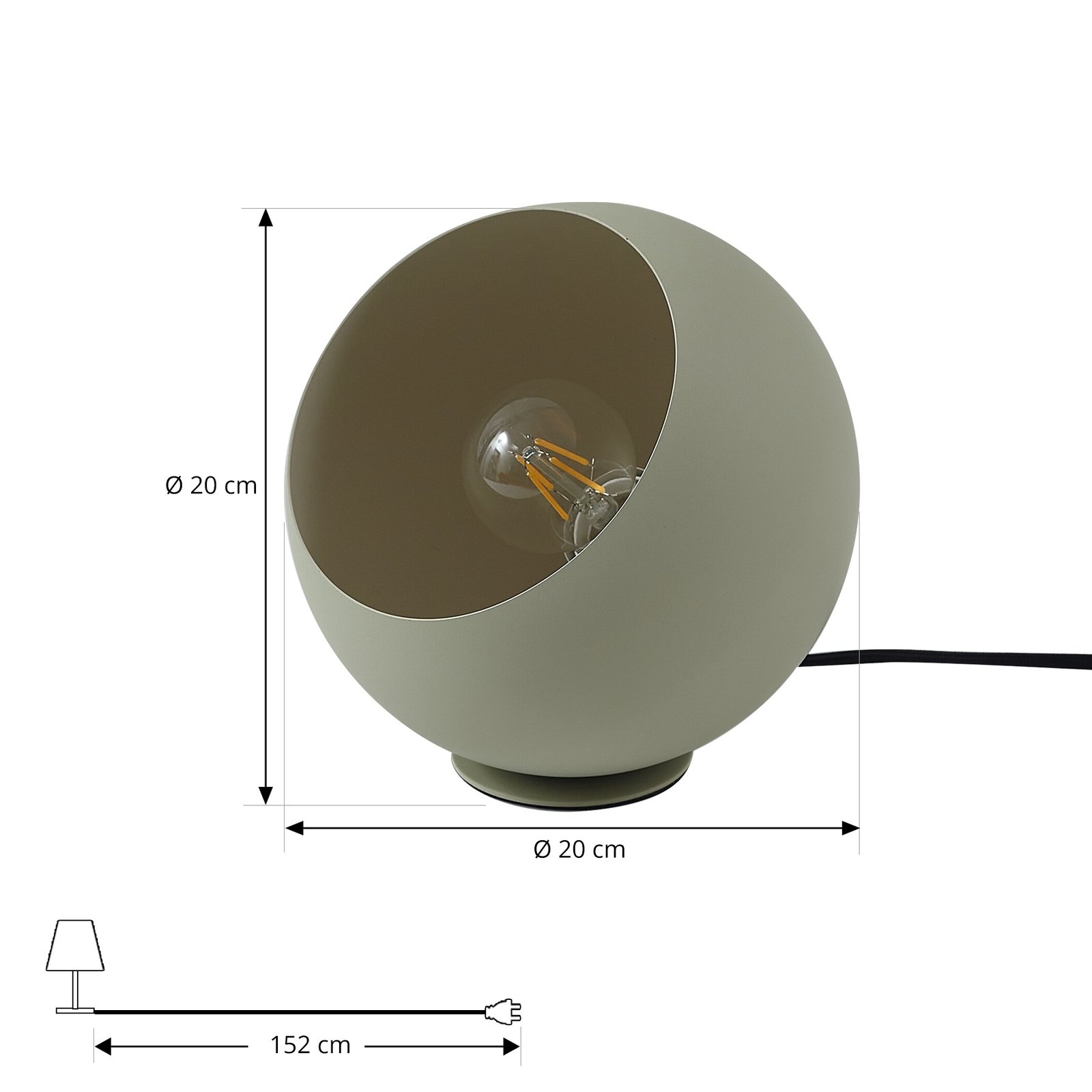 Lindby Tischleuchte Solomia, grün, Eisen, Ø 20 cm