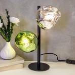 Lampe à poser Canopus vert/argent hauteur 40 cm à 2 lampes verre E14