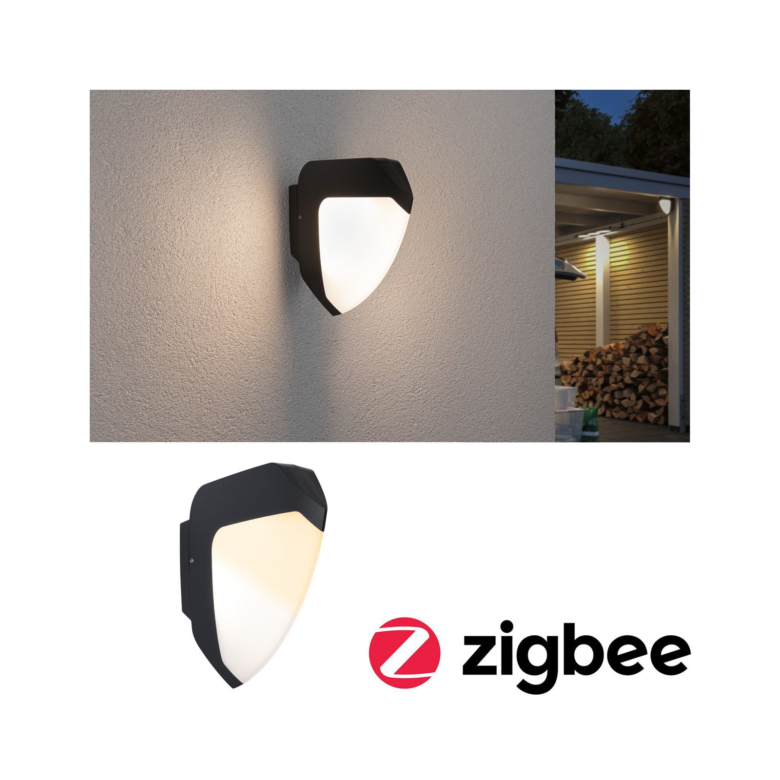 Paulmann Ikosea LED udendørs væglampe, ZigBee 3.0