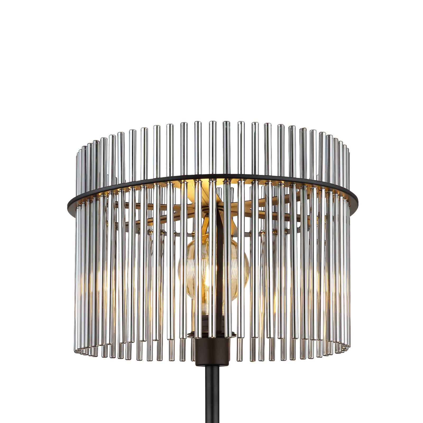 Globo Lampe sur pied Gorley, hauteur 152 cm, gris fumé, verre/métal