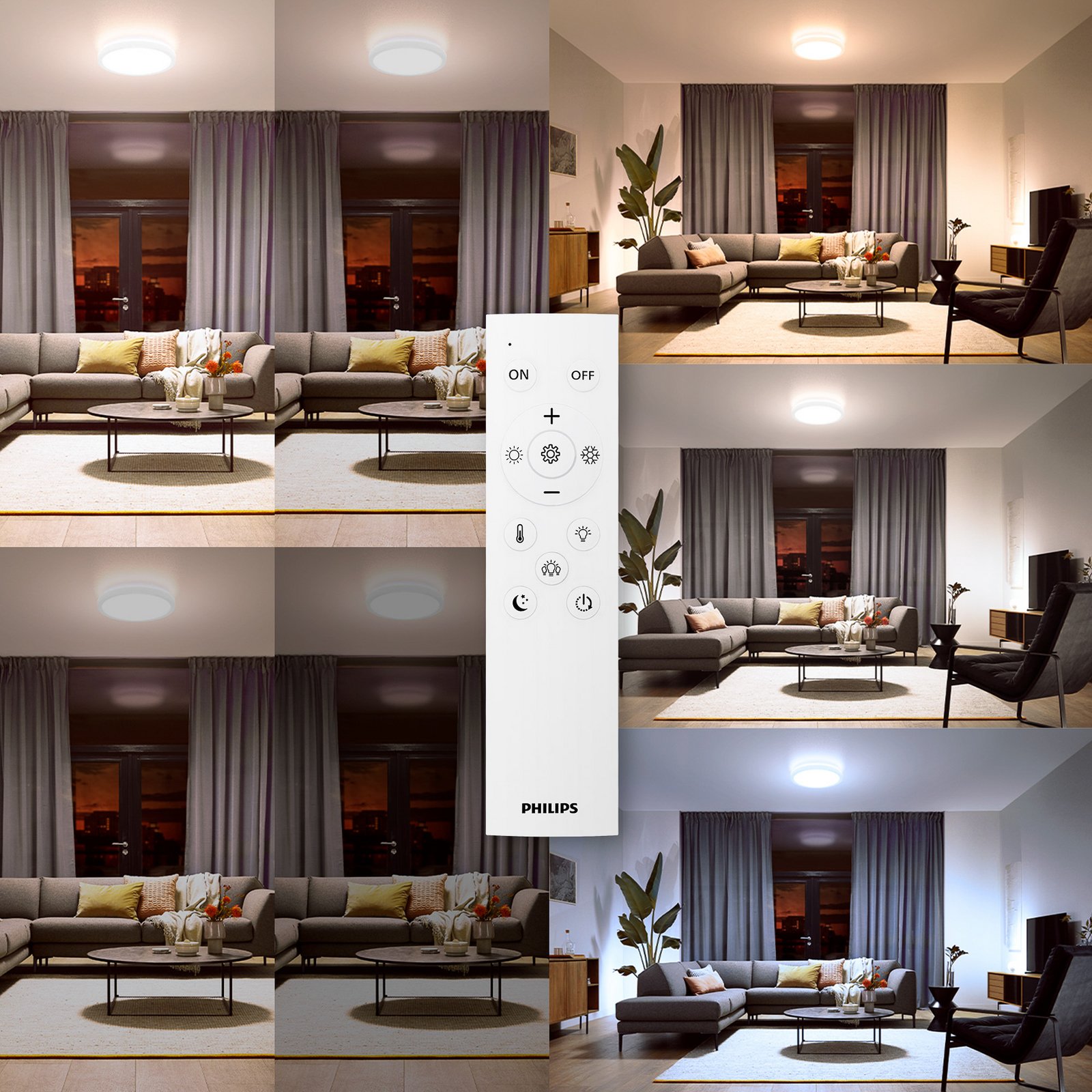 Philips Lampa sufitowa LED Aio RD biała, zestaw 2 szt. Ø 30 cm Pilot
