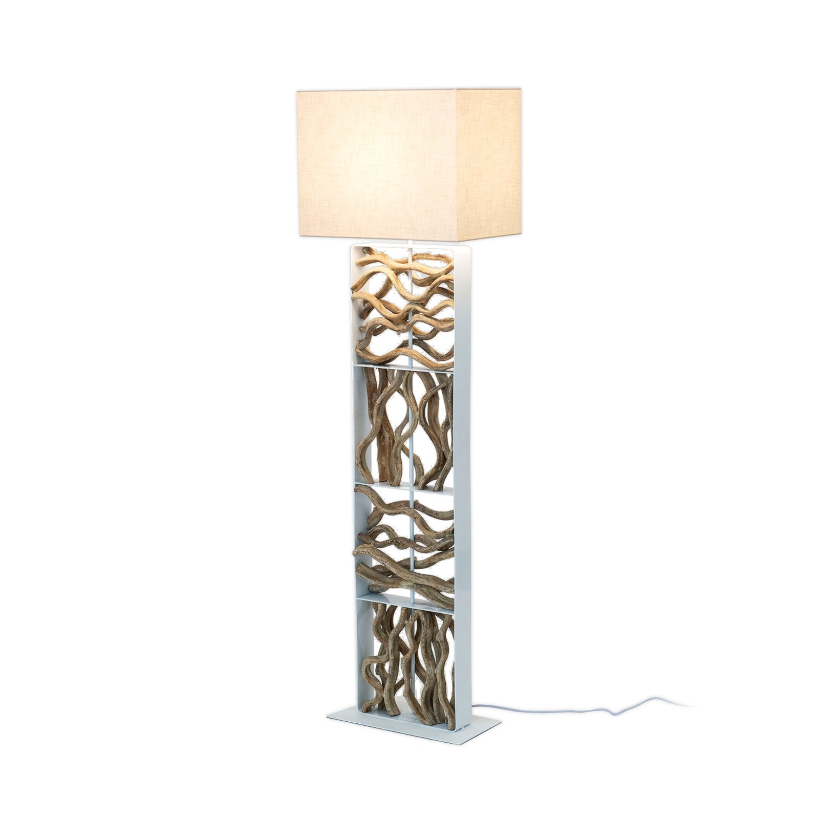 Tremiti golvlampa, träfärgad/beige, höjd 160 cm, trä