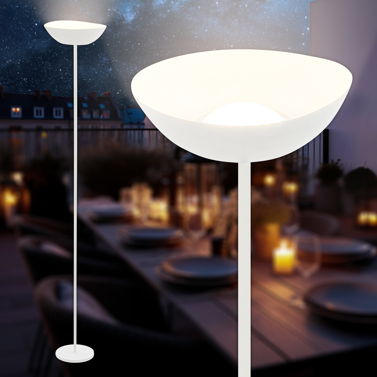 Lampe sur pied LED rechargeable Estate, blanc, variateur tactile, câble USB