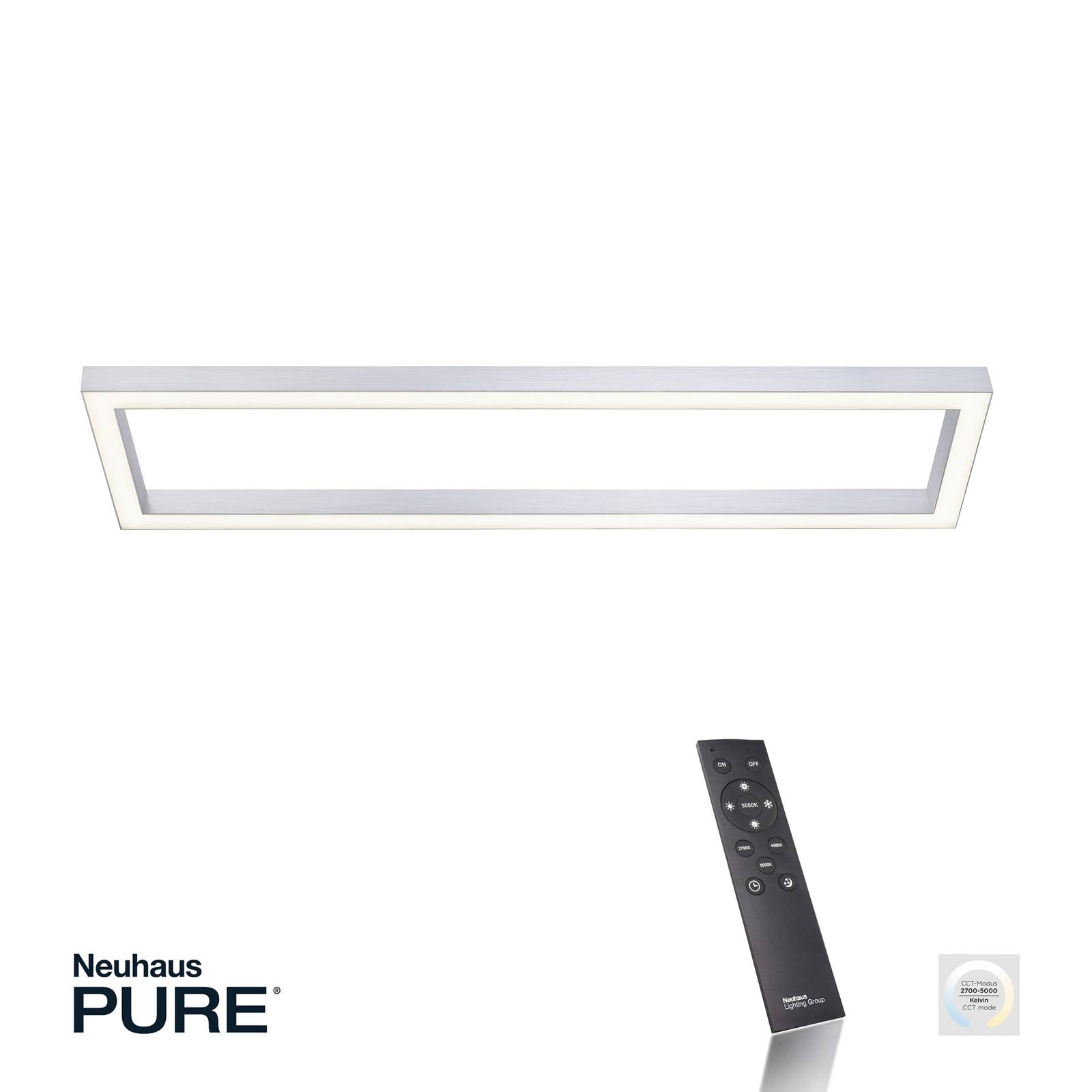 PURE Lines plafonnier LED, angulaire, aluminium