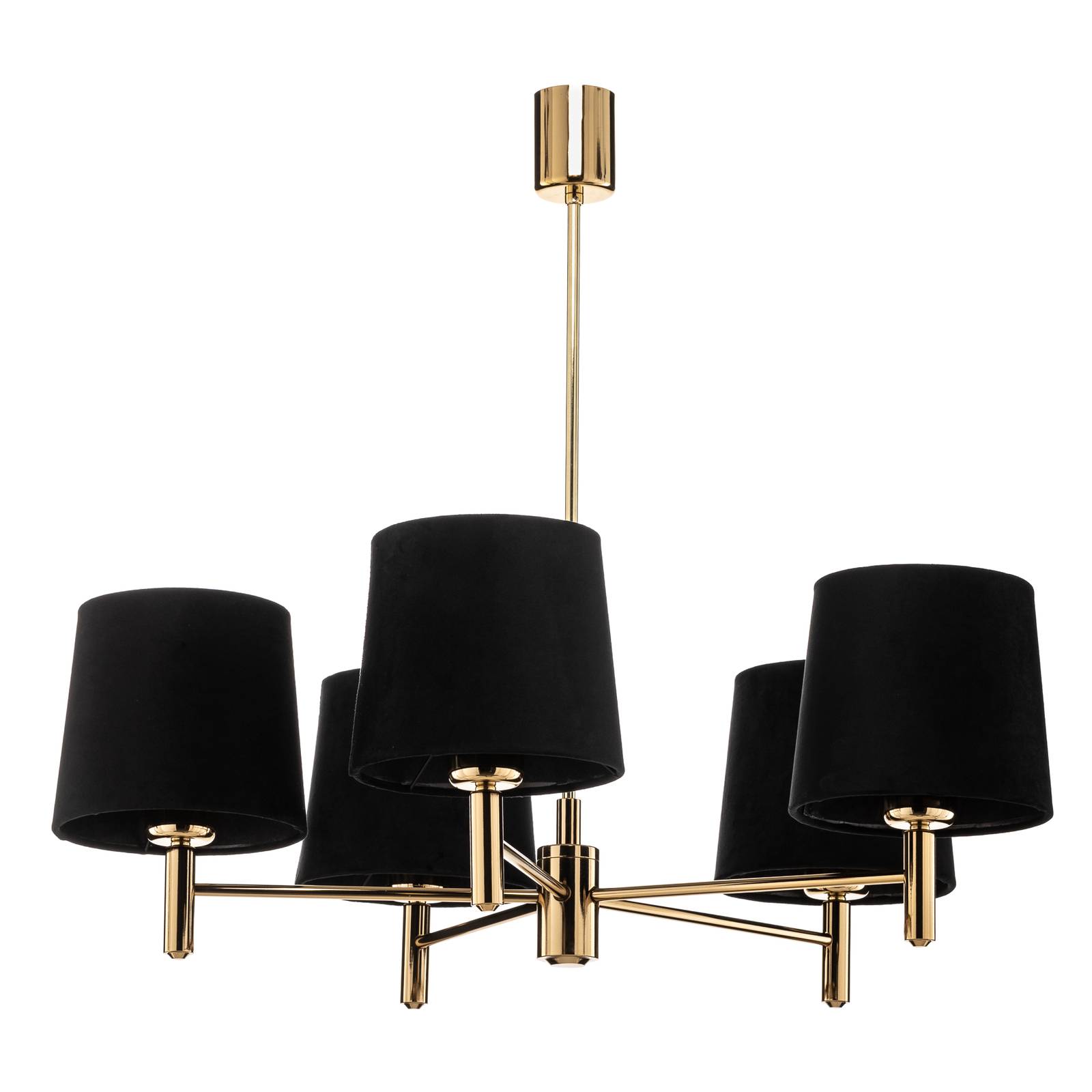 Lustre Polo 5 lampes noir/laiton foncé