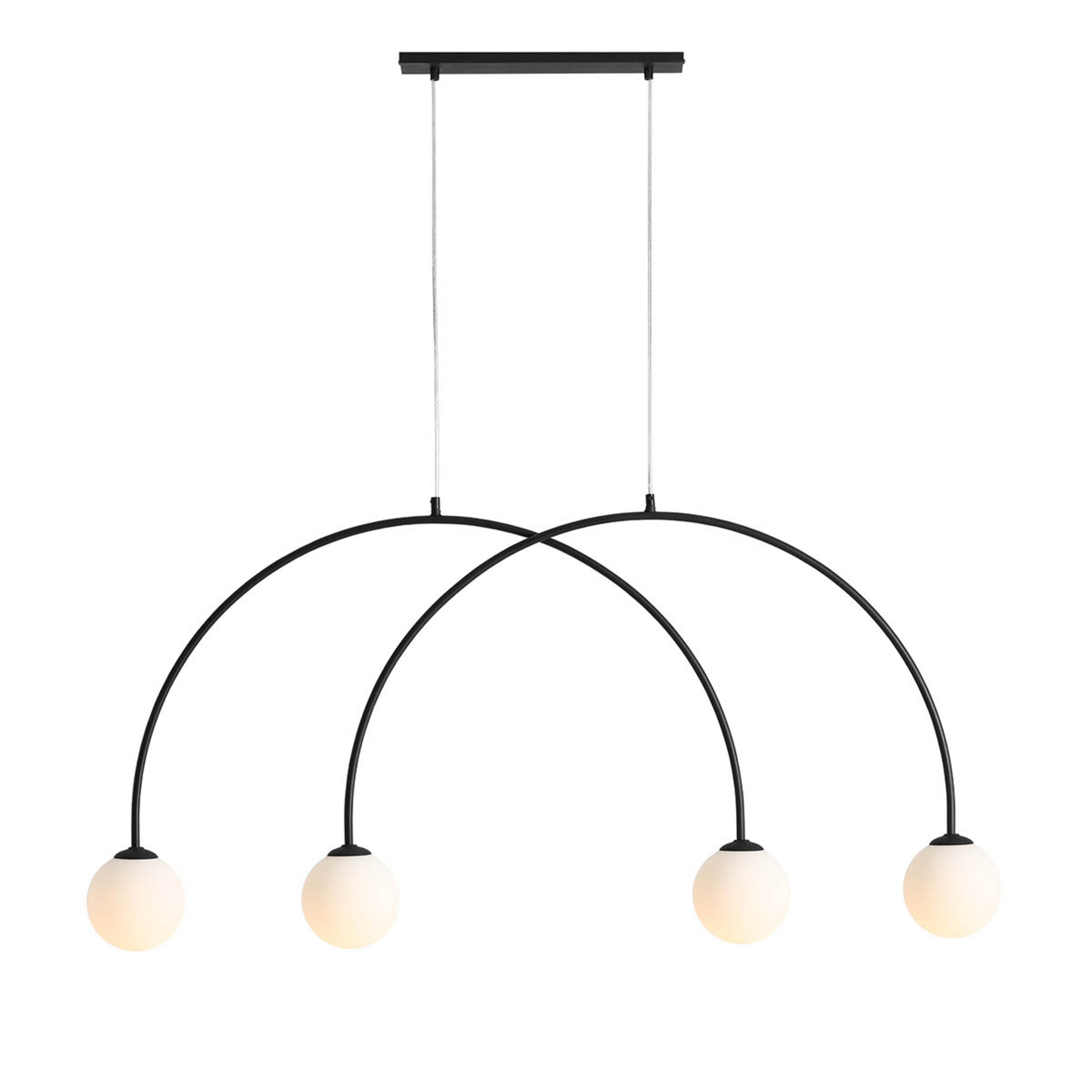 Alison hanging light, black and white, 4-bulb, curved, 129 cm – ALDEX