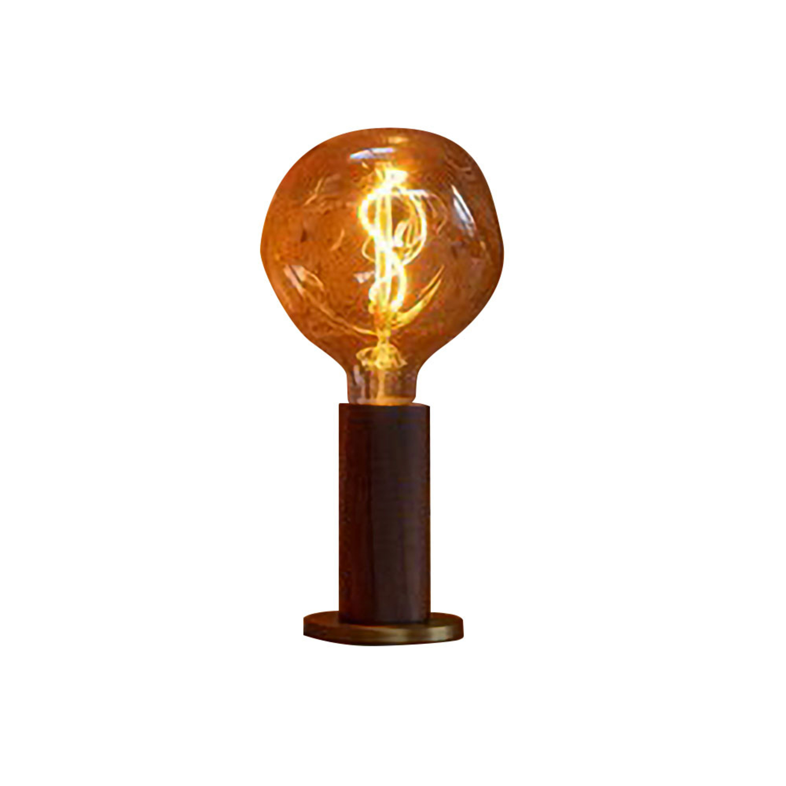 Tala table lamp Knuckle, clear globe bulb, walnut