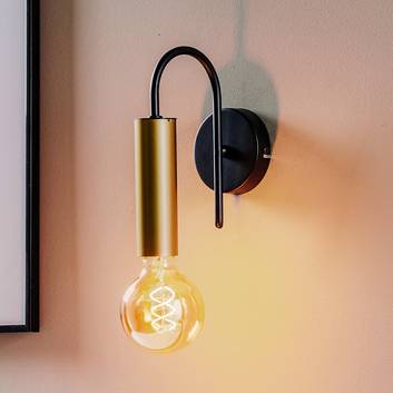 Loppe wall light, 1-bulb, black/gold