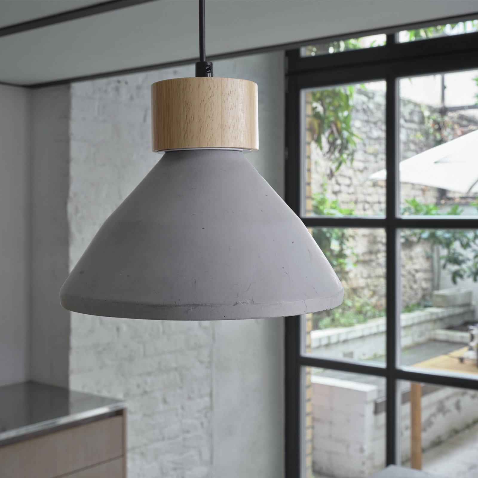 Závěsné světlo OSRAM CONCRETE WOOD, šedá, Ø 22 cm, beton, E27