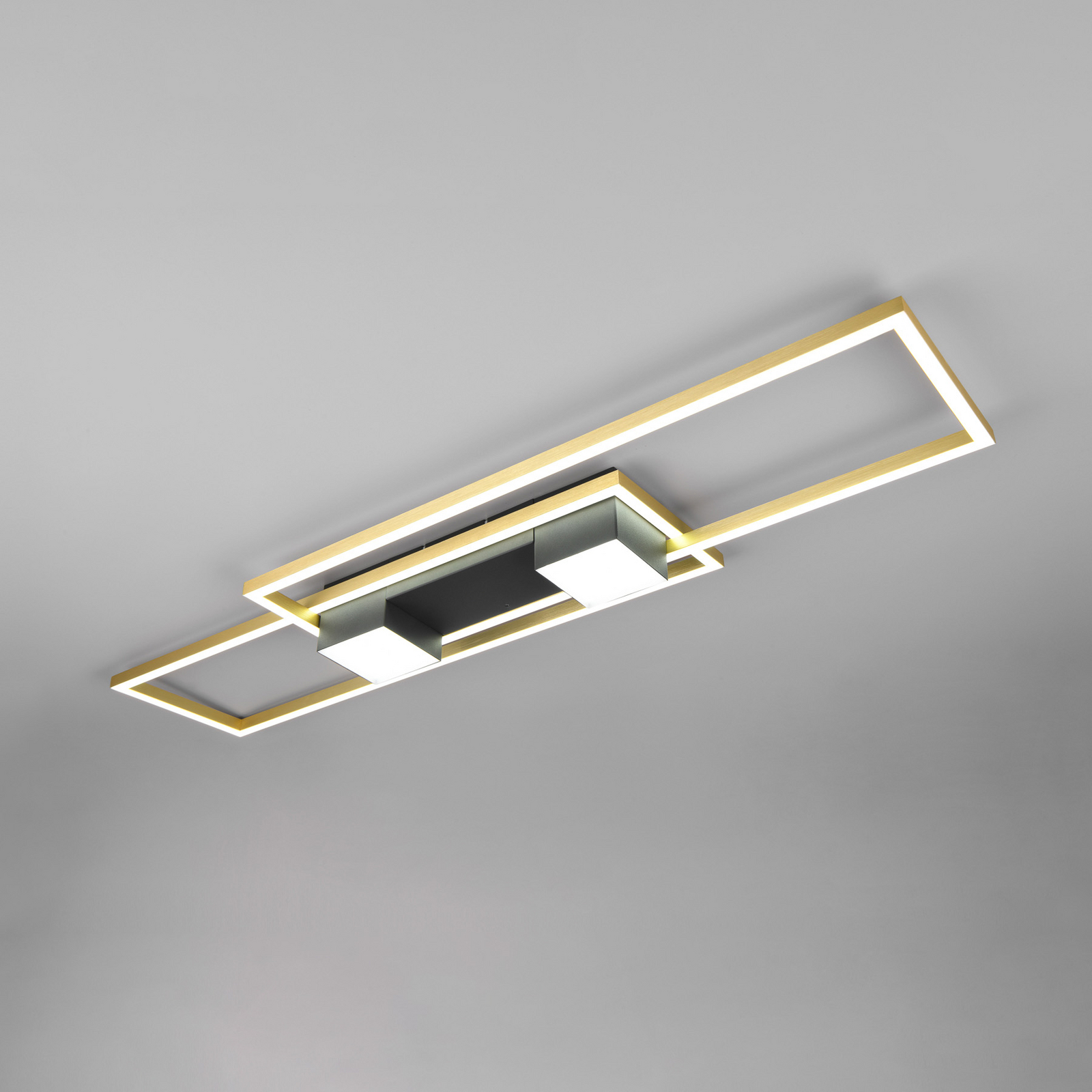 Candeeiro de teto LED Albany, preto/dourado 100 x 28 cm alumínio CCT regulável