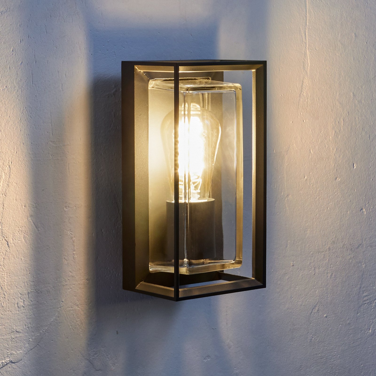 Arcchio outdoor wall light Ismera, IP65, glass, dark grey, E27