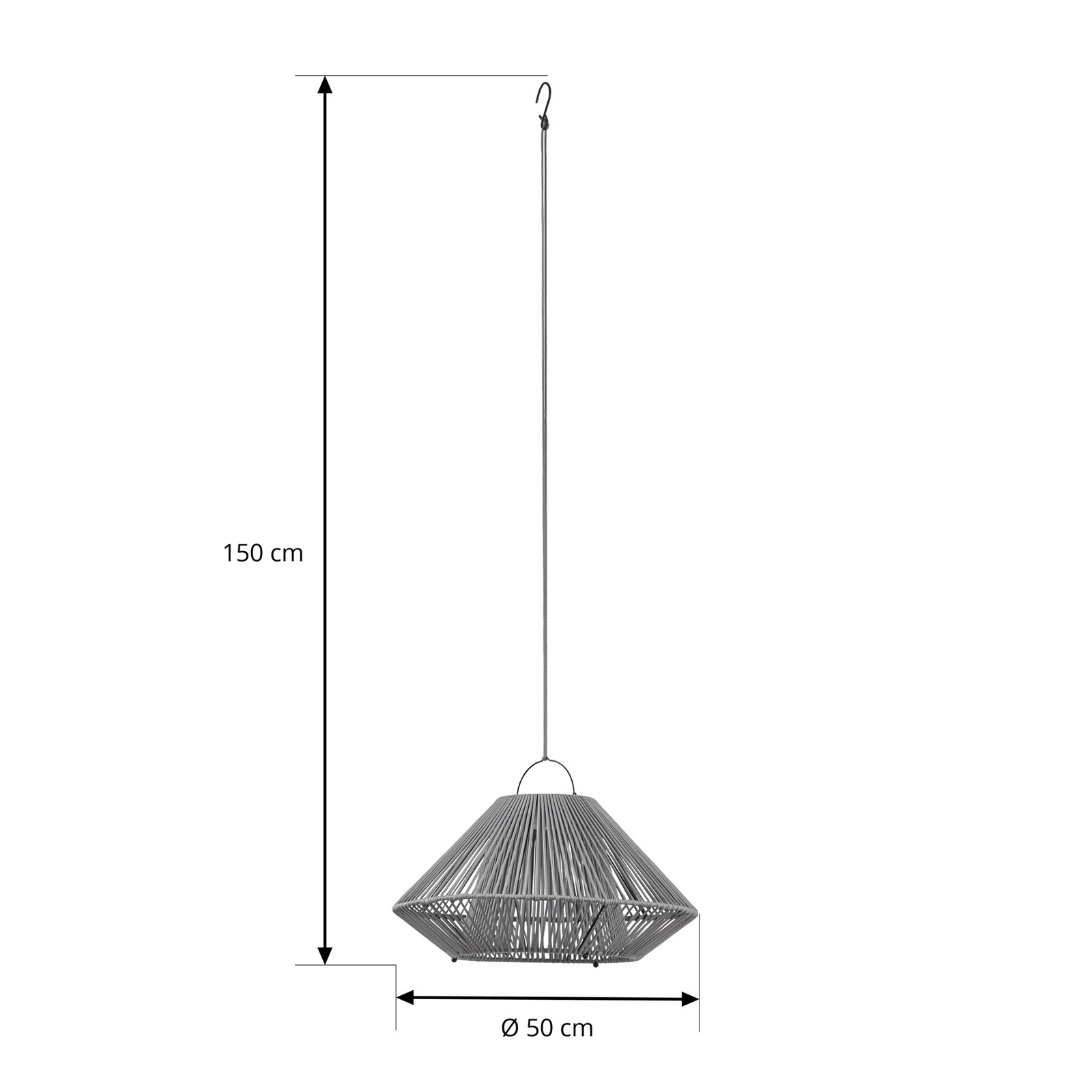 Lindby LED saules enerģijas piekaramā lampa Austas, pelēka, Ø 50 cm, USB, IP54