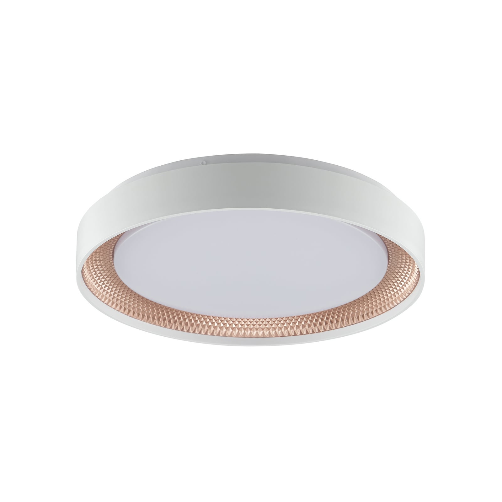Plafón LED Waldo, blanco/oro rosa, Ø 38,5 cm, CCT, atenuable.