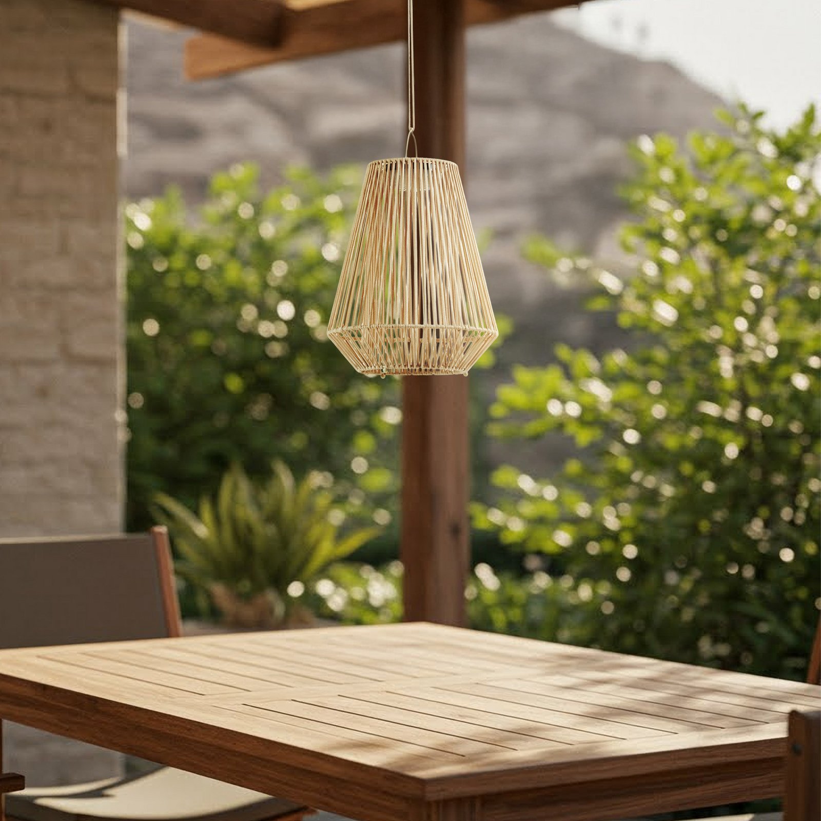 Lindby LED-Solarhängelampe Austas, beige, Ø 32 cm, USB, IP54 Lindby LED-Solarhängelampe Austas, beige, Ø 32 cm, USB, IP54