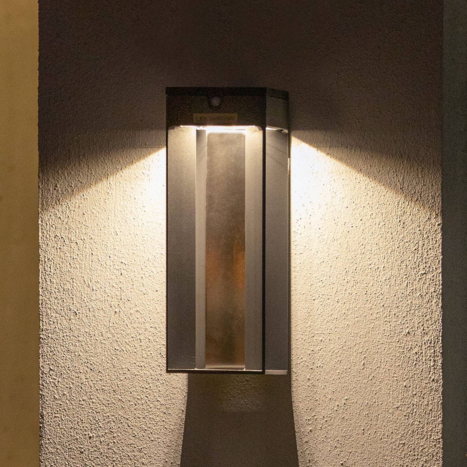 Les Jardins Blade LED solar wall light with sensor, grey - Solar Light - dimmable - Silver