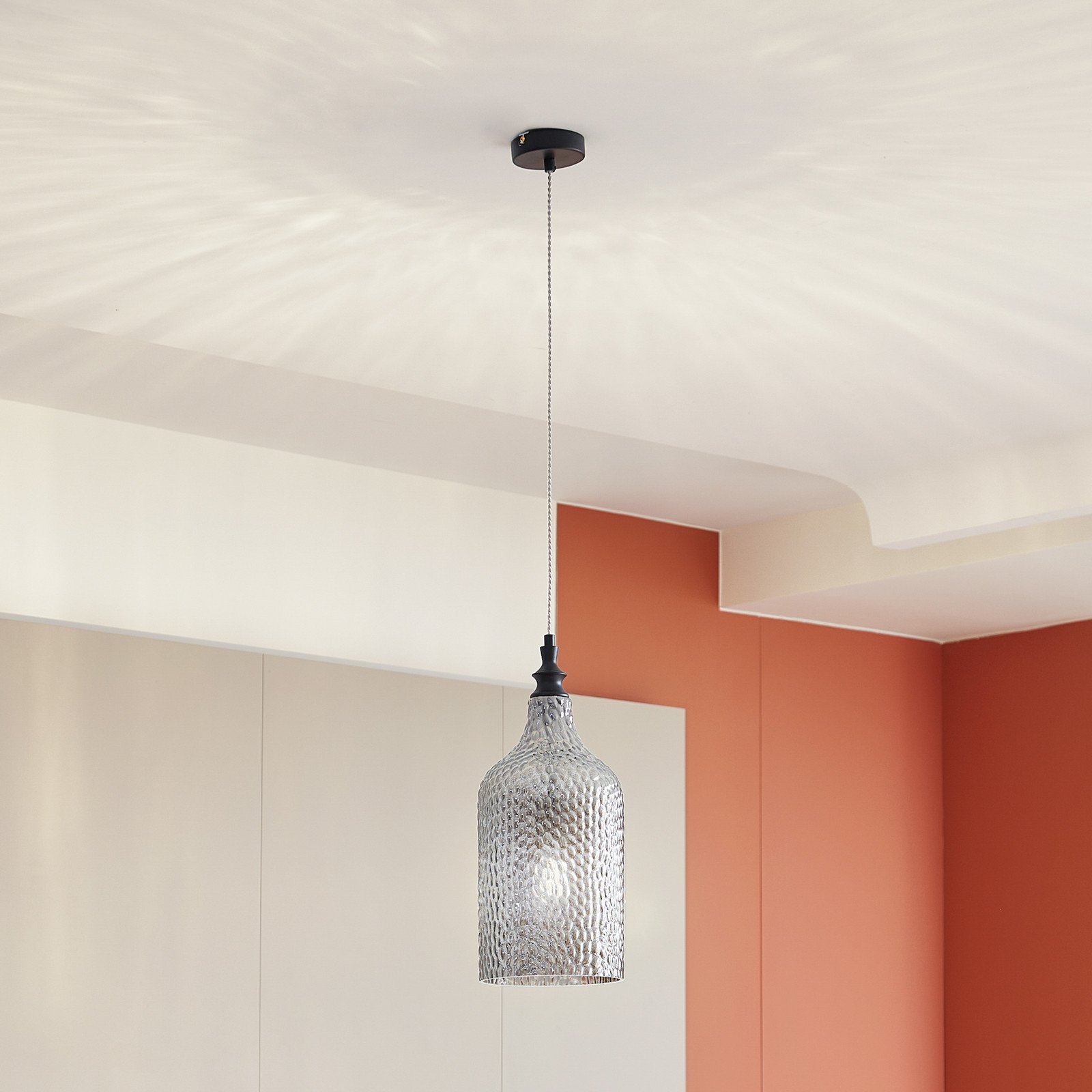 Suspensie Lindby Drakar 1 lumină gri sticlă Ø 195 cm - Camera de zi / sufragerie - Vintage - gri fumuriu negru