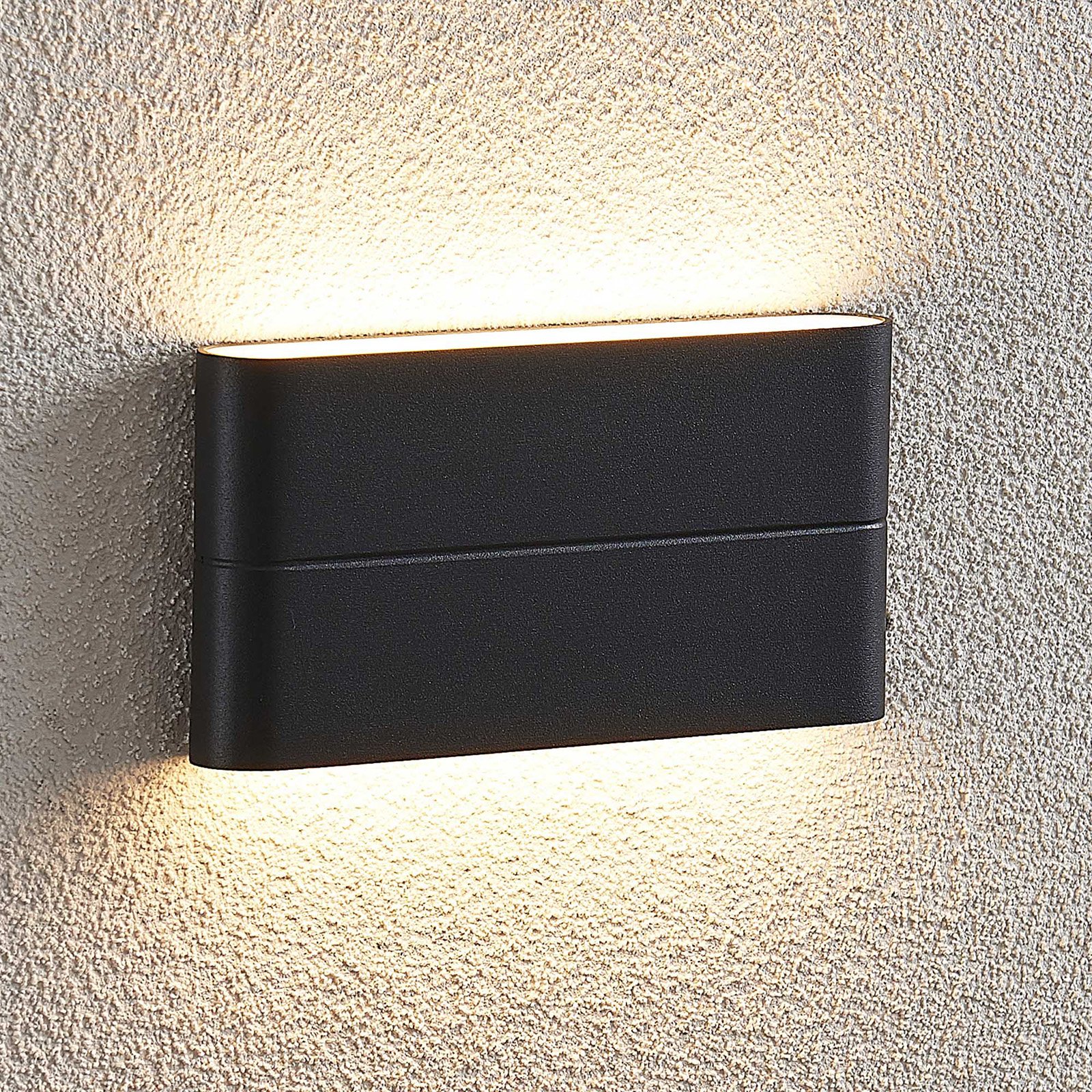 Lucande Salka LED outdoor wall light, dark grey, 17.5 cm, die-cast aluminium, polycarbonate, 6 W, energy efficiency: A+, W: 17.5 cm, H: 9 cm