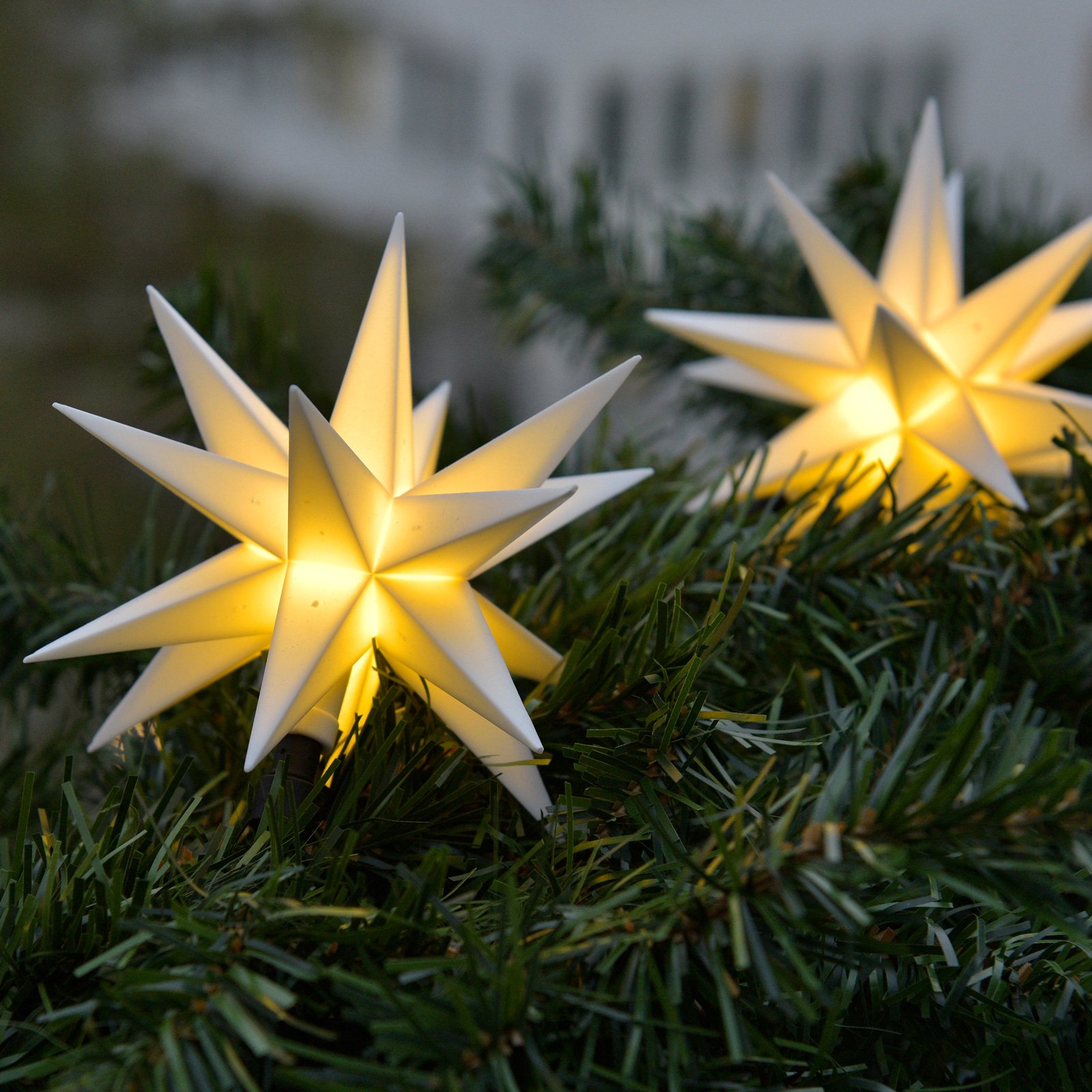 Cadena de luces estrella, 18 puntas 3 luces blanco