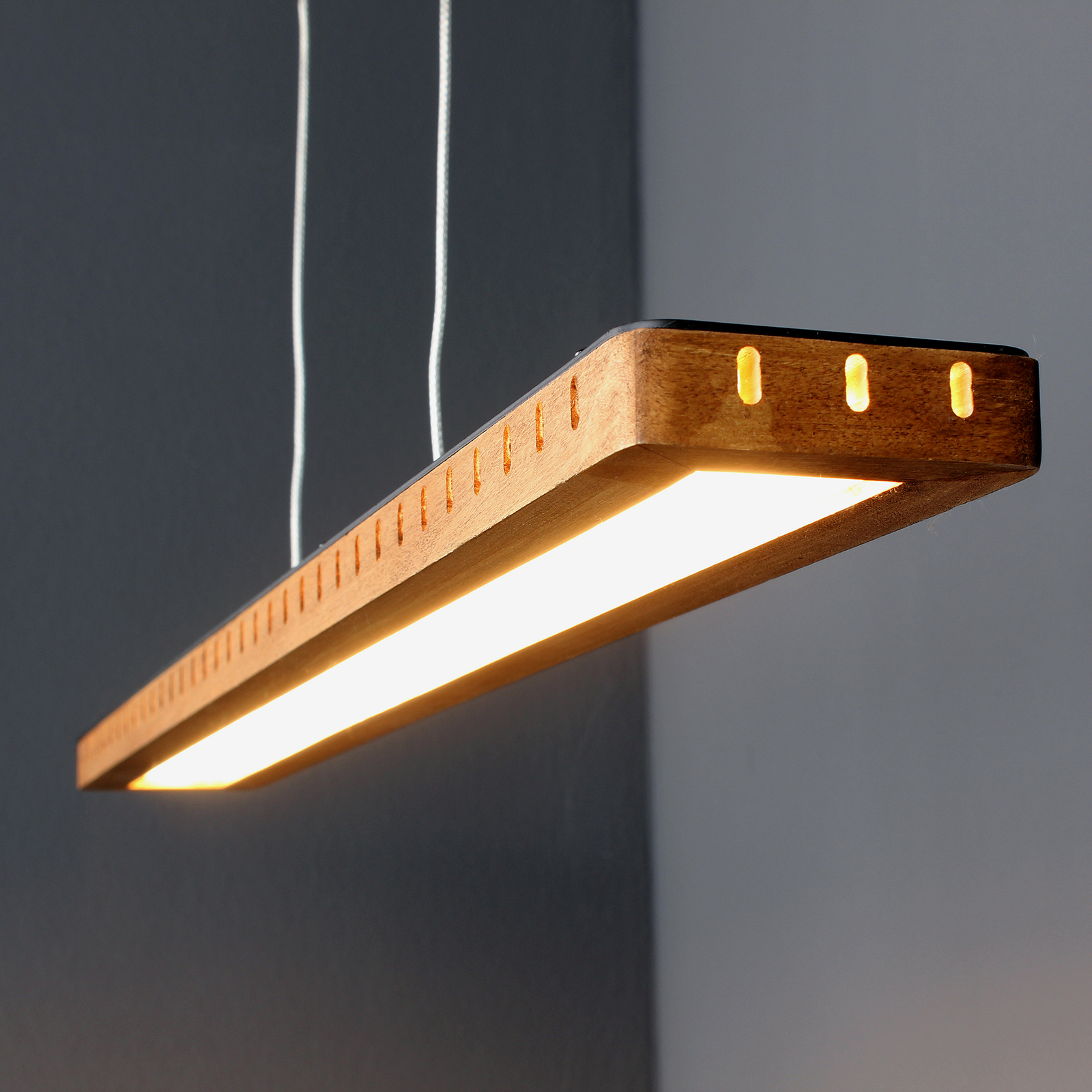 Lampada a sospensione LED Solaris Dime legno 70 cm
