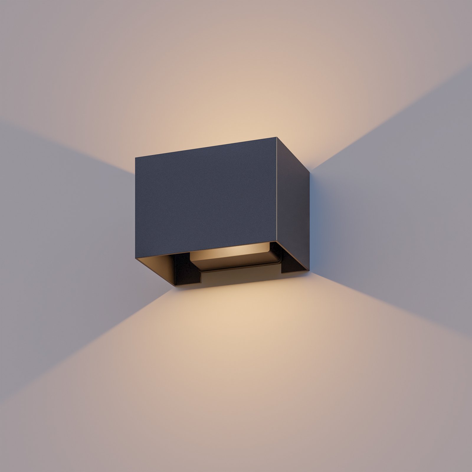 Vonkajšie nástenné svietidlo Calex Obdĺžnik hore/dole, výška 10 cm, čierne