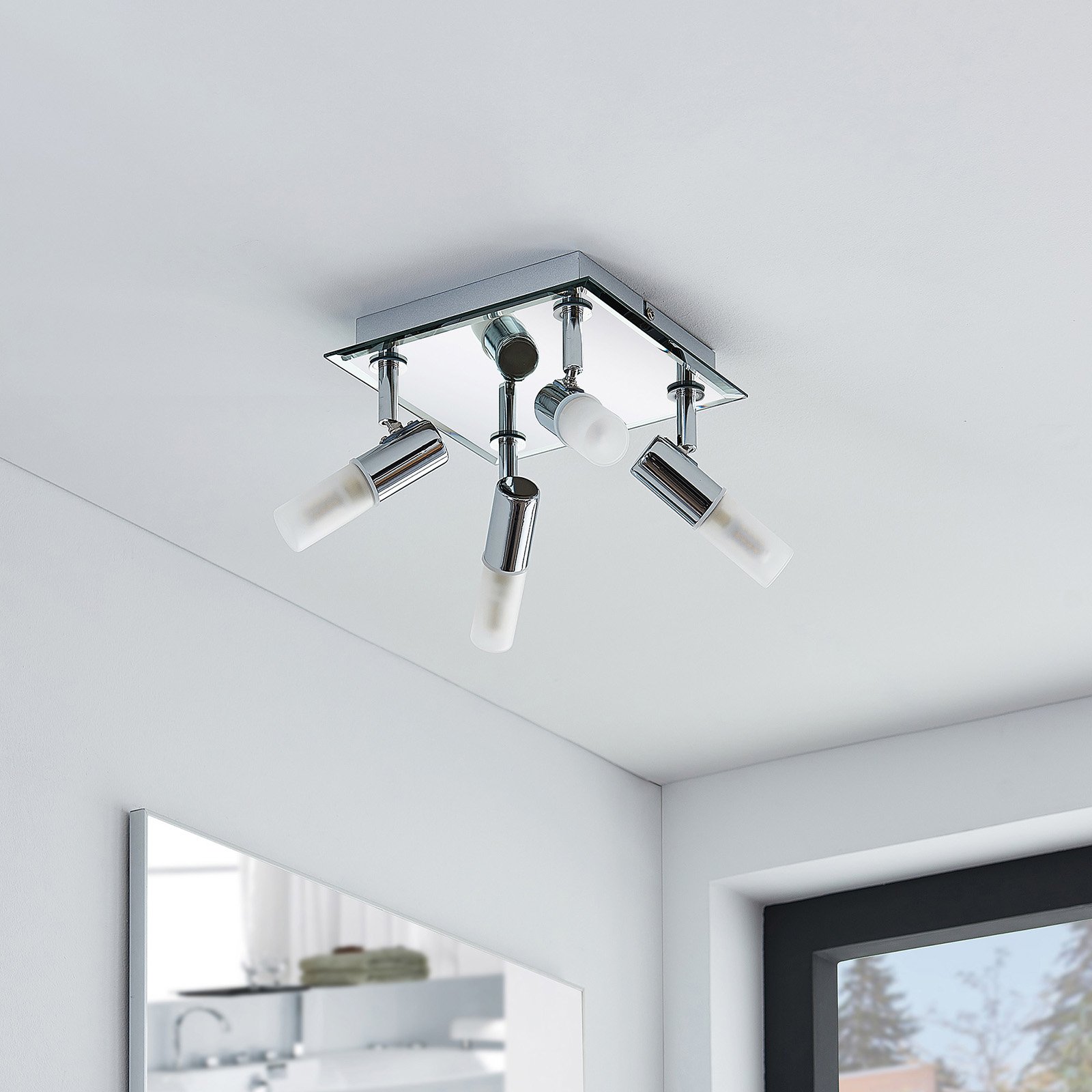Zela 4 Ceiling Lamp Chrome/White - Lindby