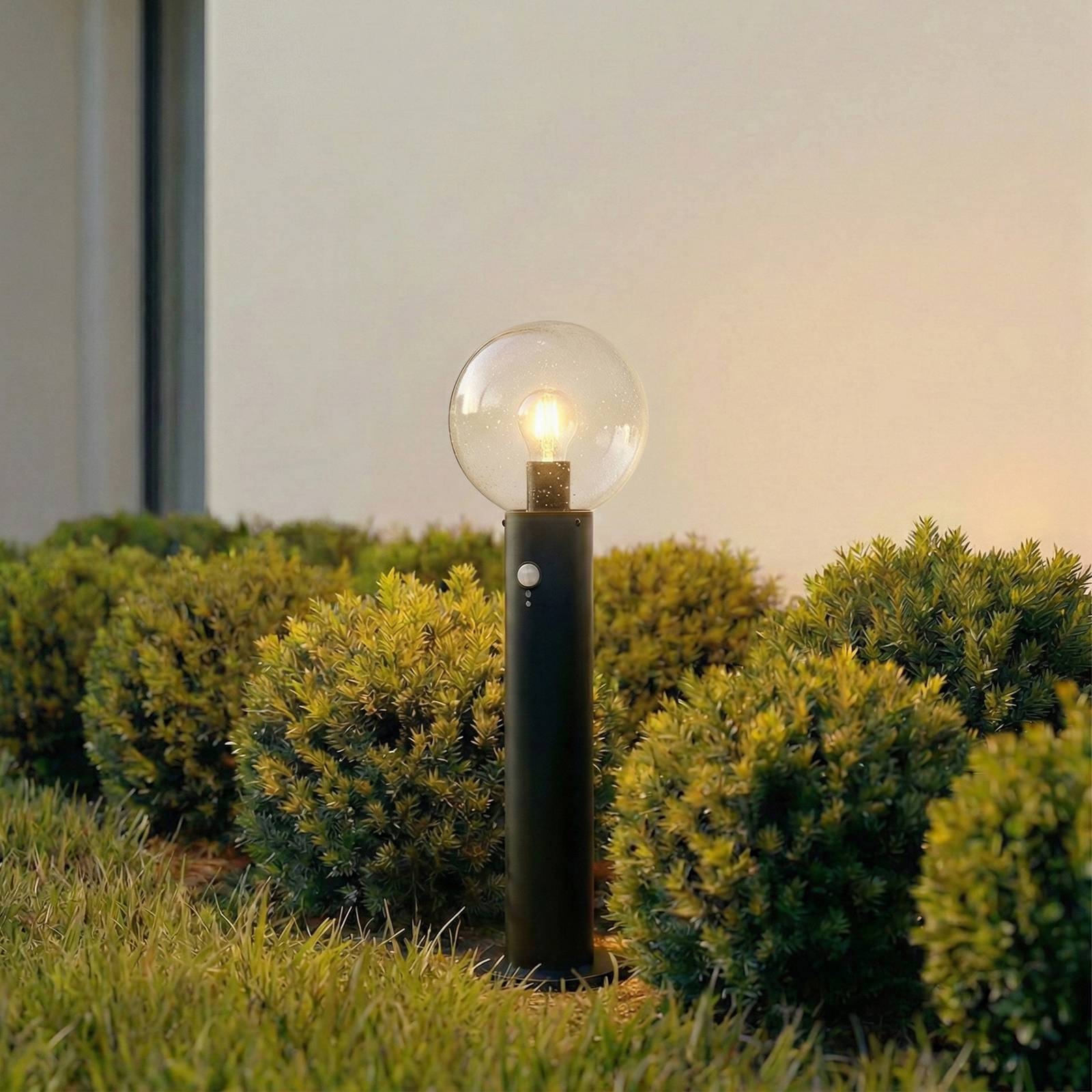 Lindby, luminaire pour socle Dangan, transparent, 60 cm, verre, détecteur