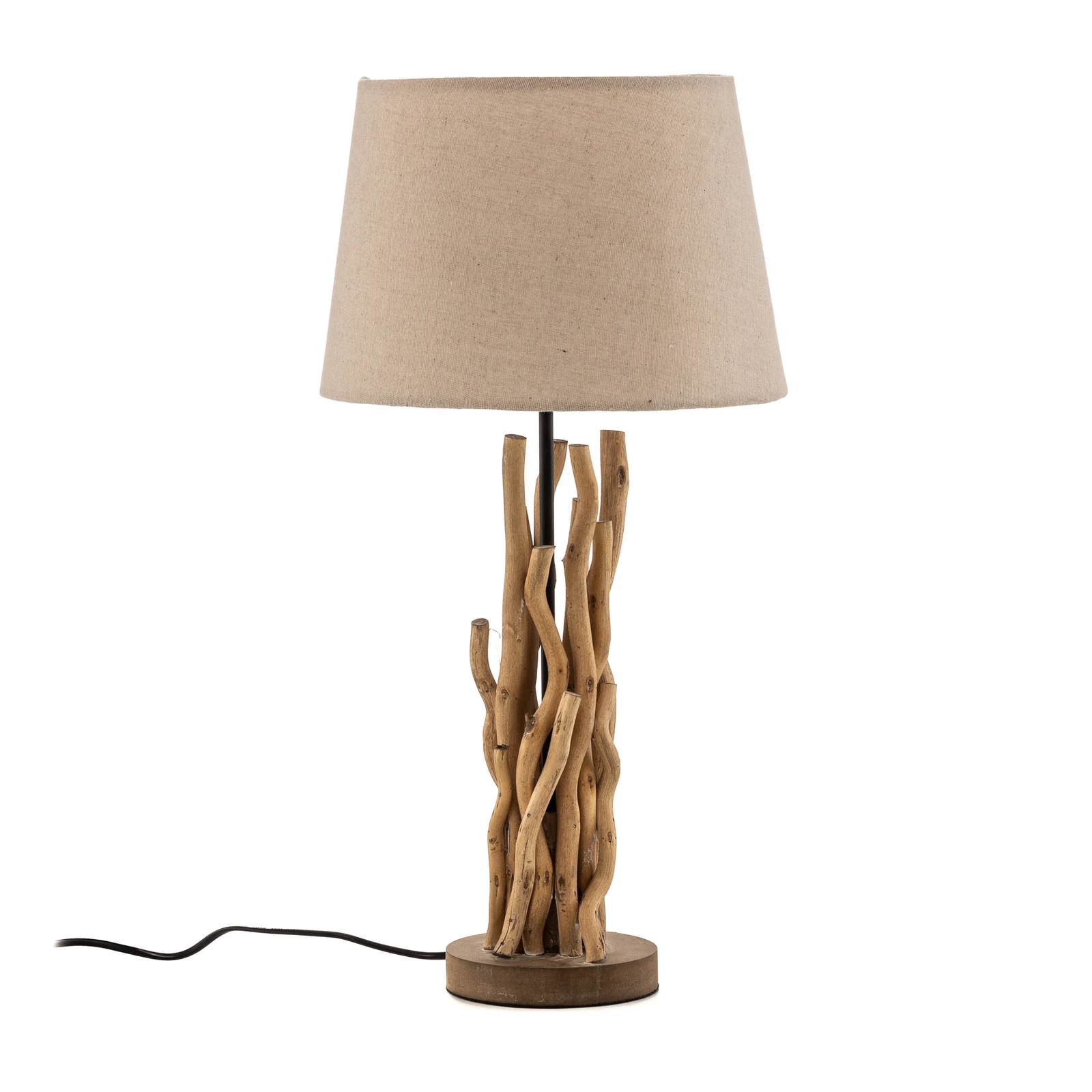 Tafellamp Agar met stoffen kap en houten element