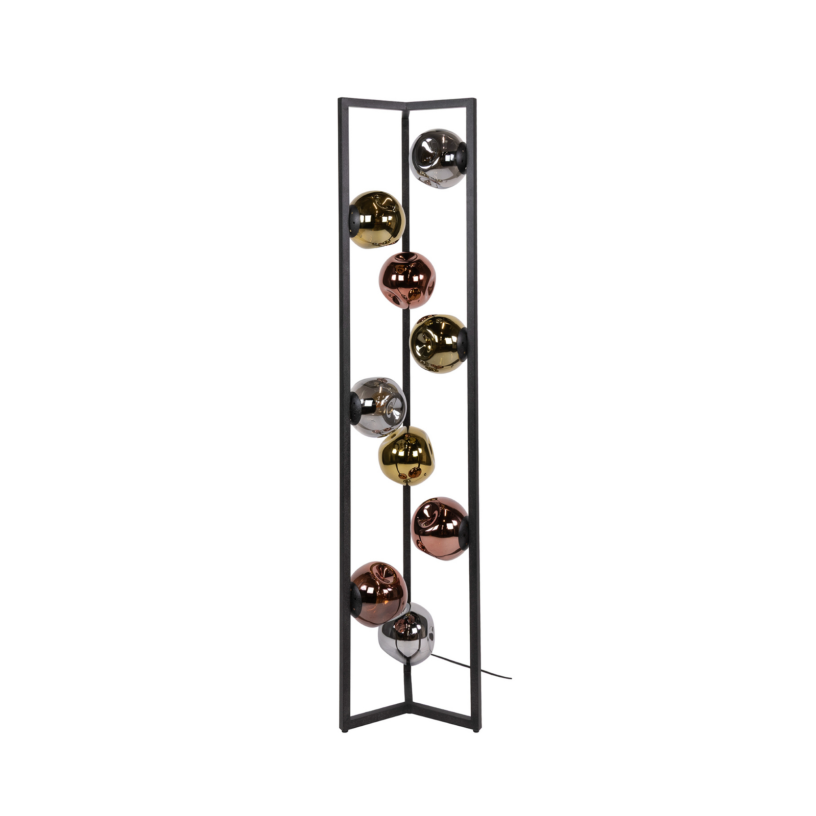 Stojací lampa Stellar, černá, sklo, 9 žárovek, E27, 150 cm
