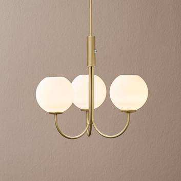 Balloon chandelier with switch, 3-bulb, brass