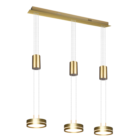 Lindby Eilika LED-Pendelleuchte, 3-fl. messing