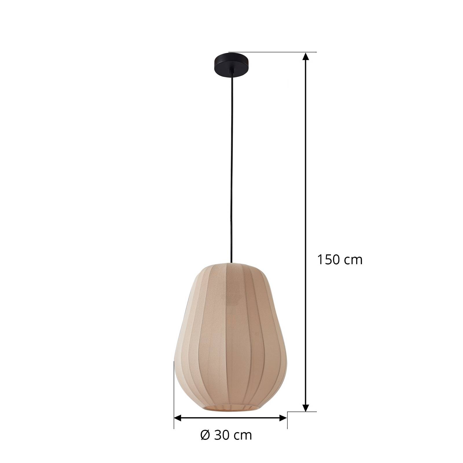 Lampa wisząca Lindby Helin, beżowa, Ø 30 cm, tkanina