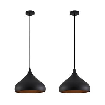 Lámpara colgante aluminio Ritana negro-oro set 2