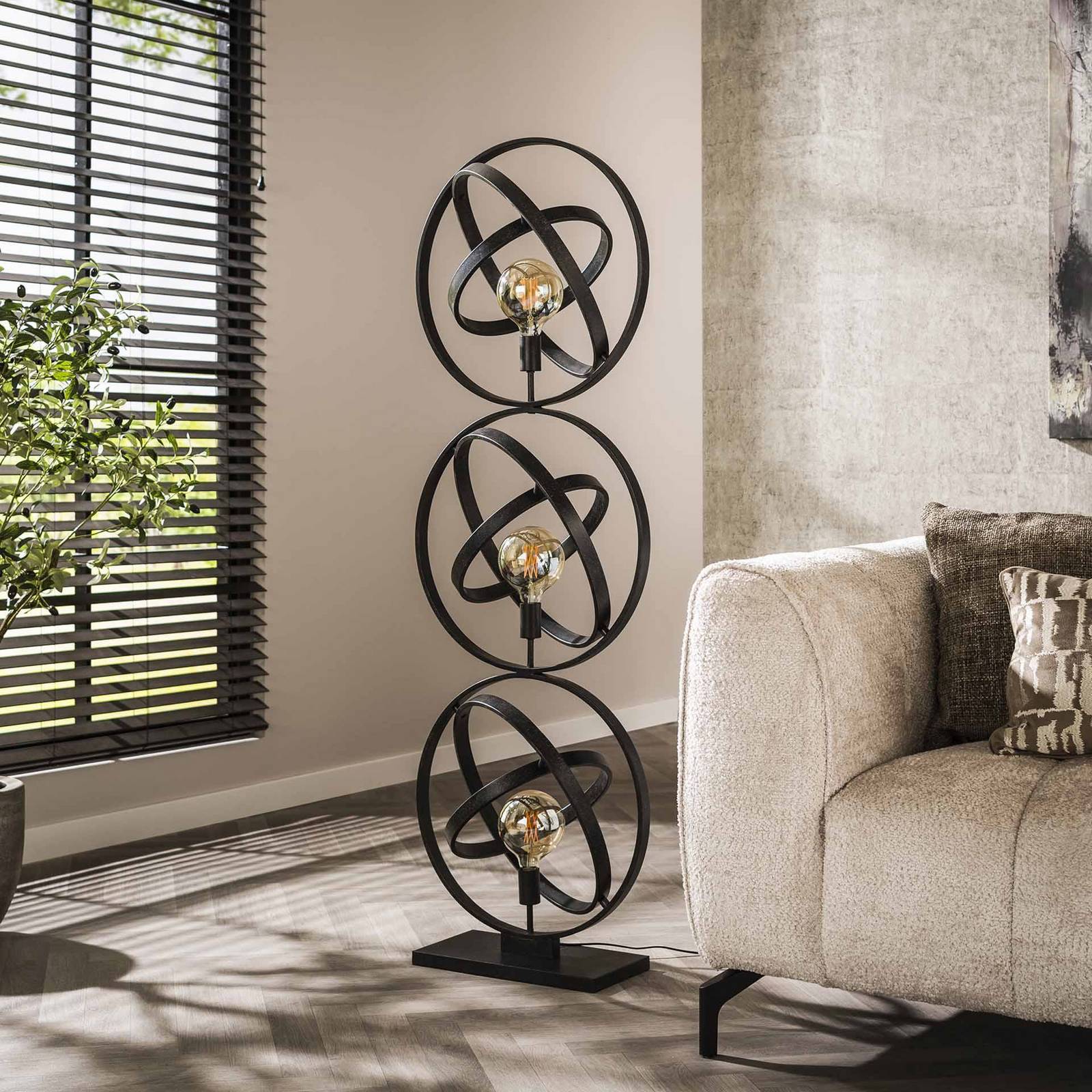 Lampa stojąca Orbit, 3-punktowa, czarna, metal, E27
