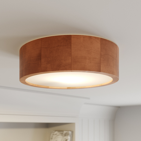Kerio loftlampe, Ø 27 cm, rustikt fyrretræ