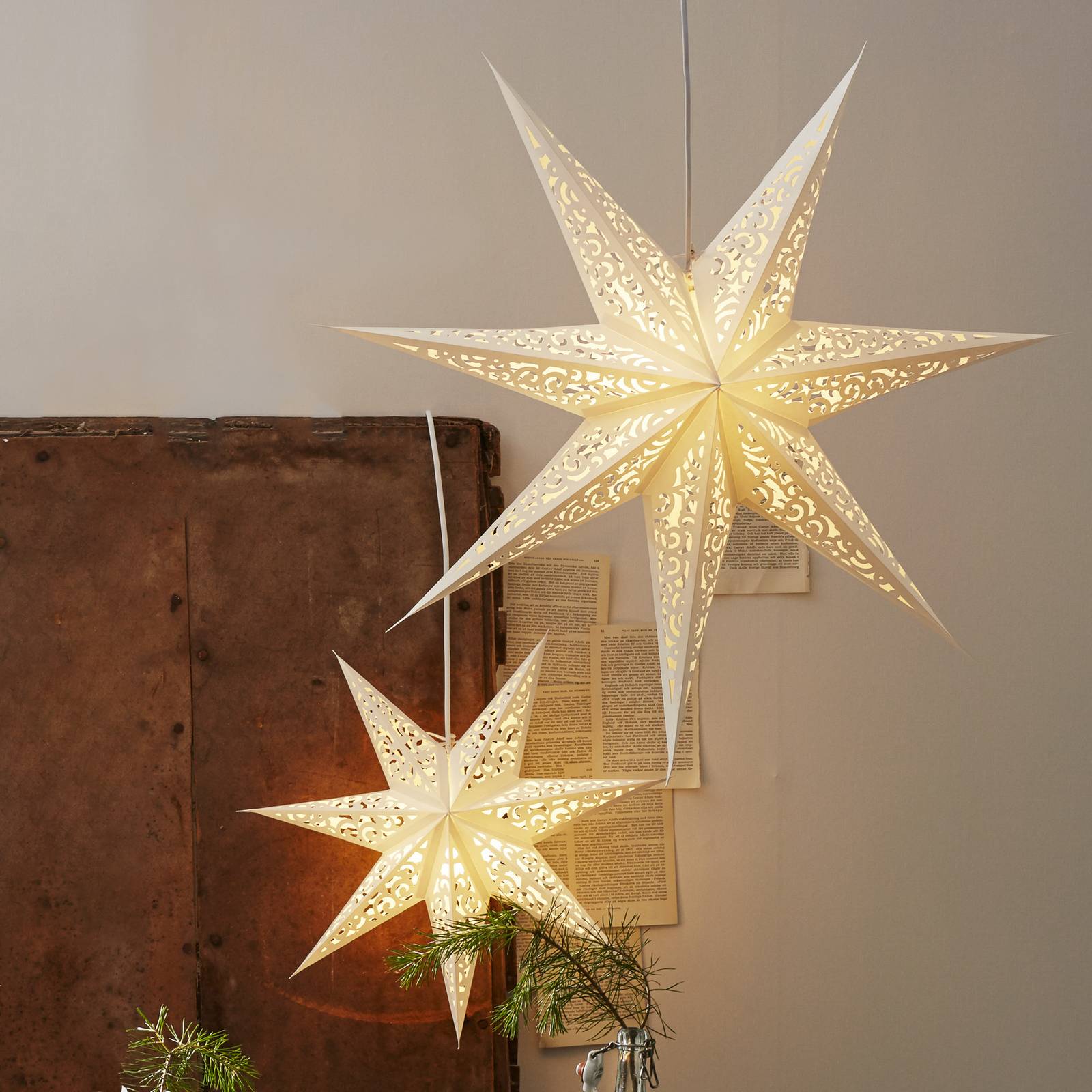 STAR TRADING Krajková papírová hvězda, bez osvětlení, Ø 45 cm, bílá