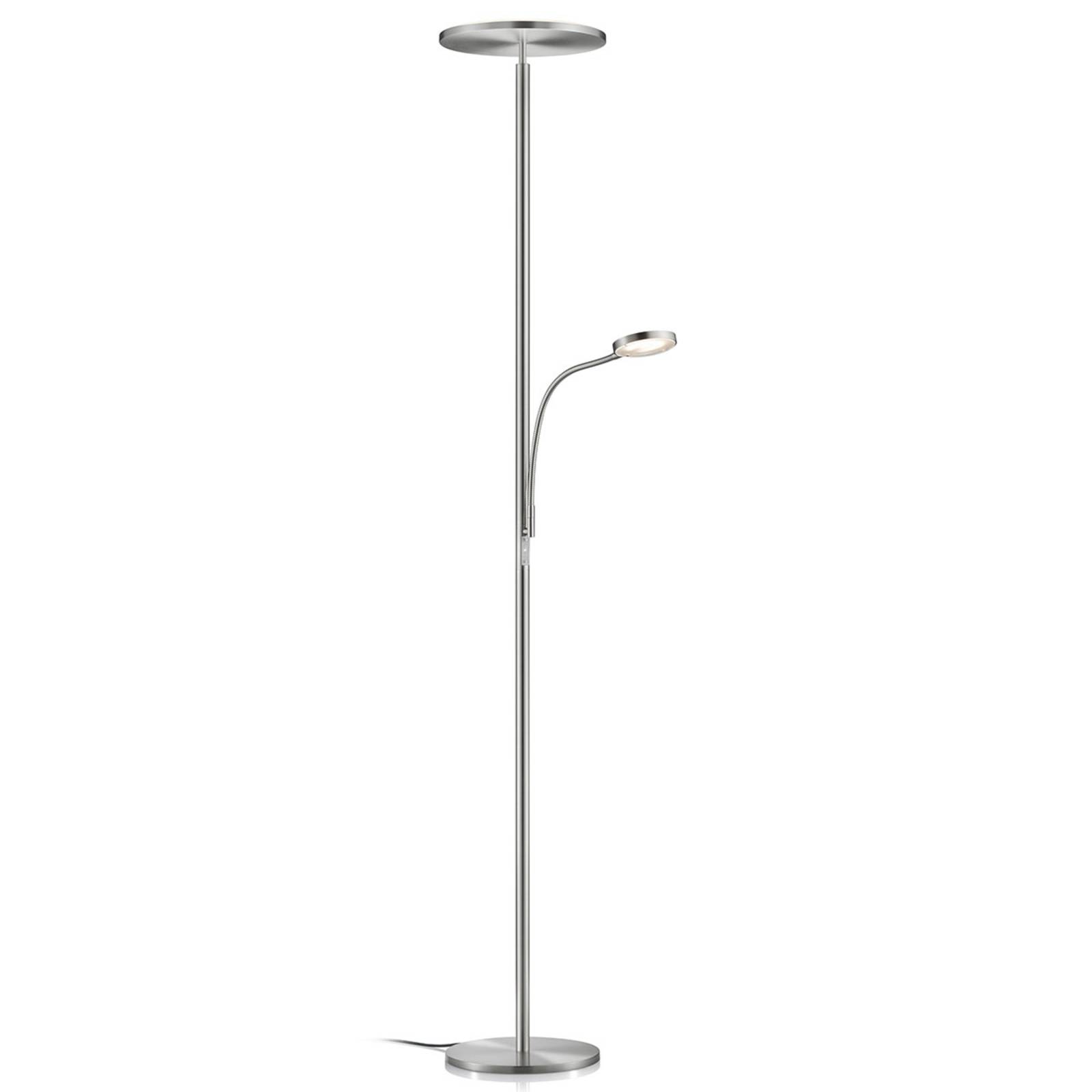 Knapstein Dimbar LED-uplight-golvlampa Hades med LED-läsarm