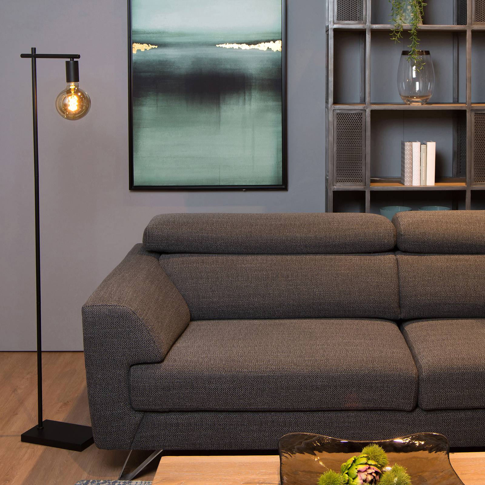 Lucide Vloerlamp - staande lamp - Woon-/ Eetkamer - Modern - zwart - metaal, PVC