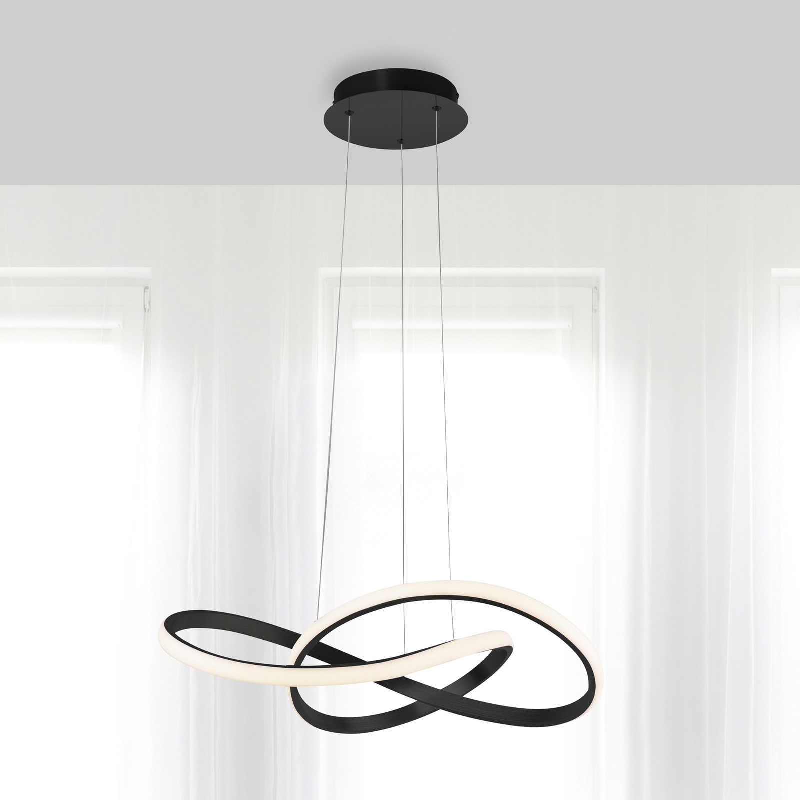 LED pendant light Maria, 3-step dimmable, black