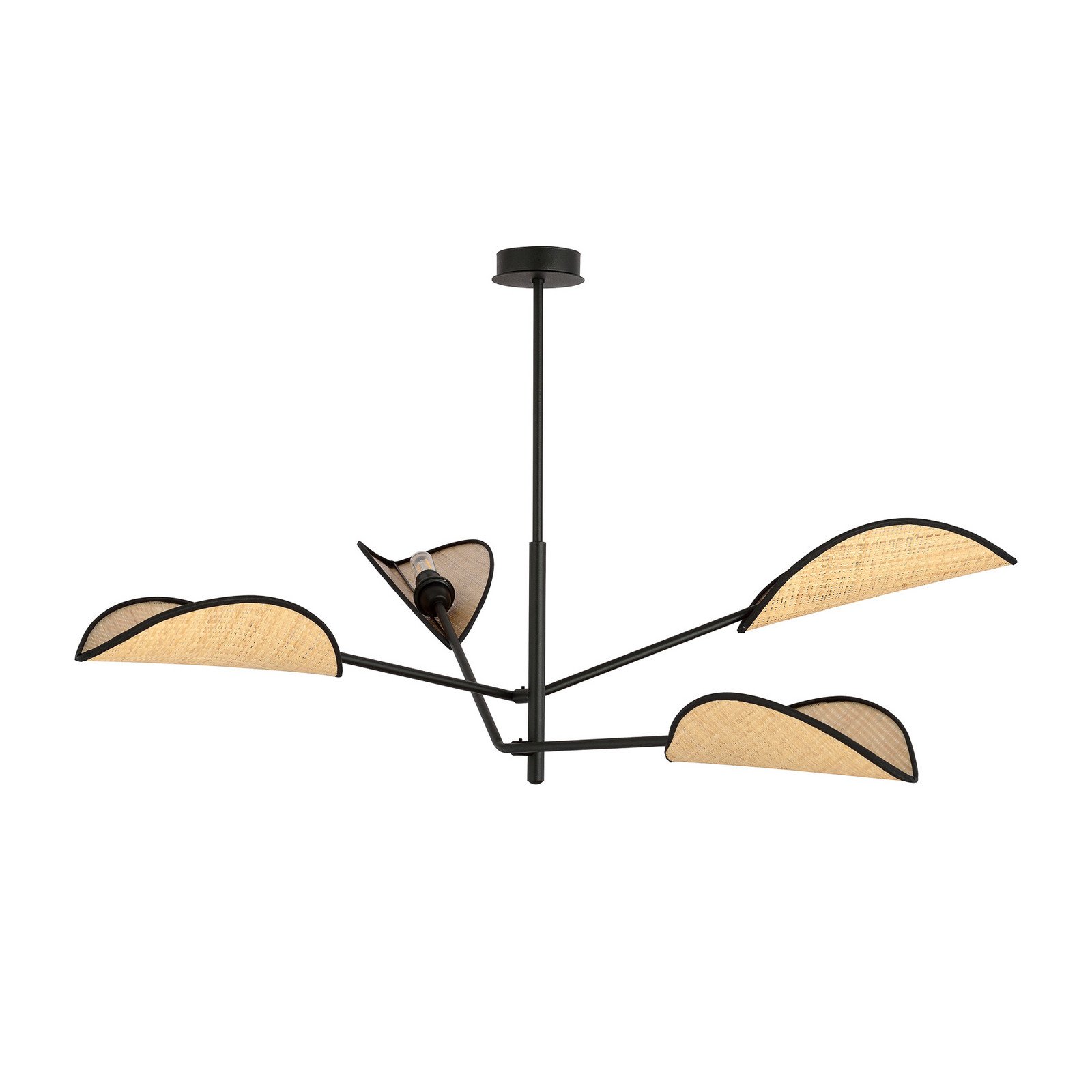 EMIBIG LIGHTING Lampă suspendată Vene negru/aspect ratan 4 becuri - Camera de zi / sufragerie - negru maro lemn - Metal