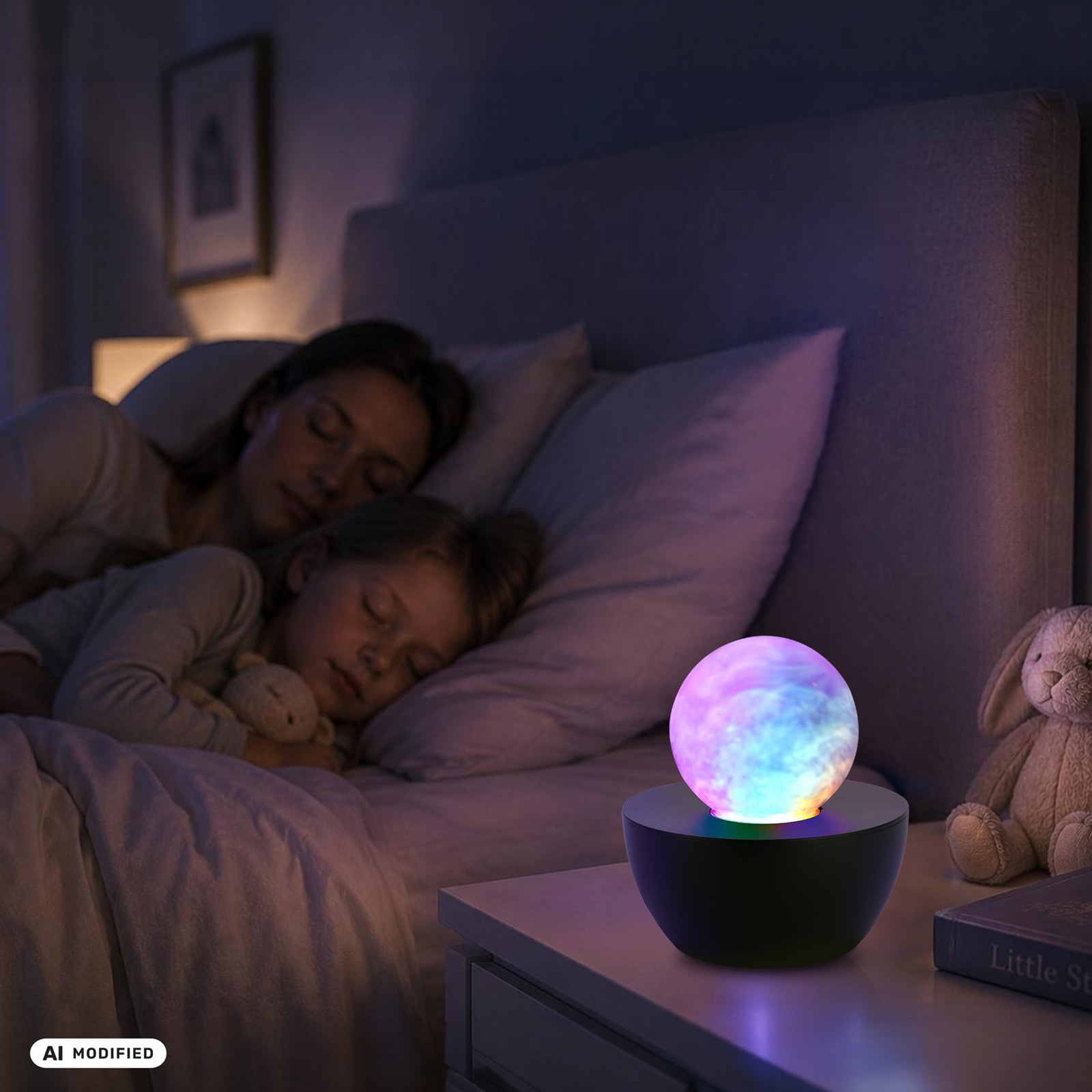 Lampa stołowa LED Fog, czarna/przezroczysta, skokowa zmiana barw RGB, Ø 12 cm Lampa stołowa LED Fog, czarna/przezroczysta, skokowa zmiana barw RGB, Ø 12 cm