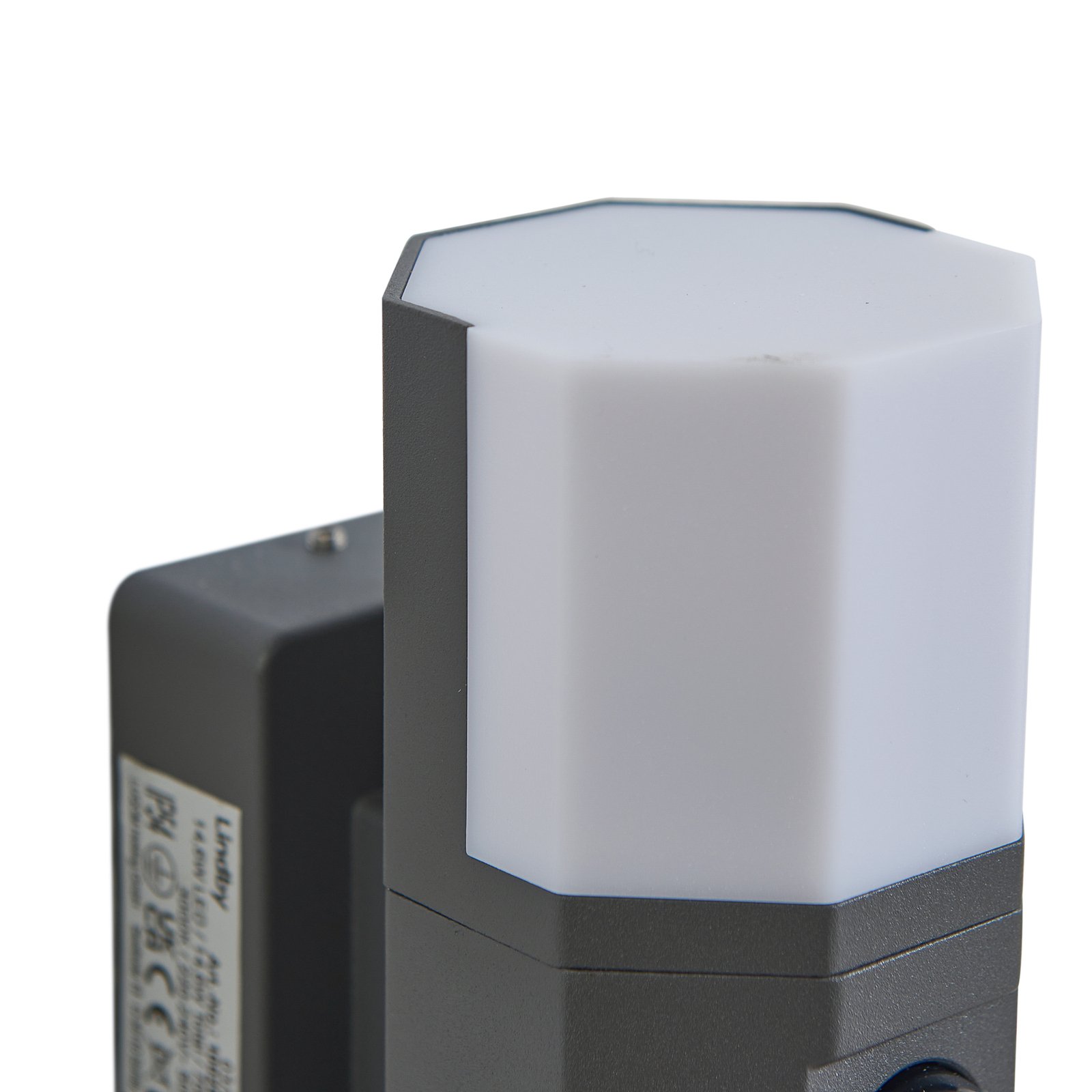 Alaric LED Außen Wandleuchte w/Sensor Weiß/Dark Grau - Lindby