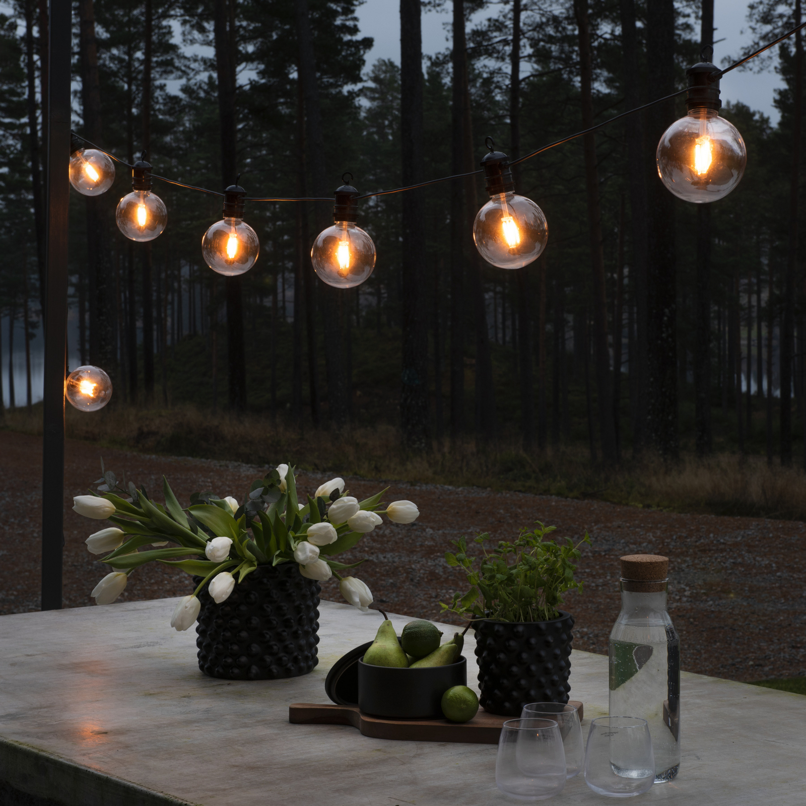LED lichtketting op zonne-energie voor feestjes, 7 W, amberkleurig, IP44, 1800 K