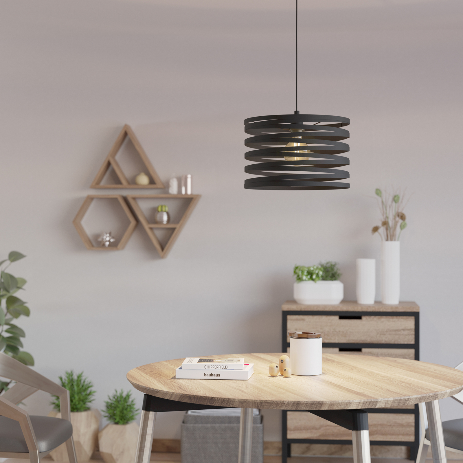 Hängeleuchte Cremella, Ø 37 cm, schwarz, Stahl