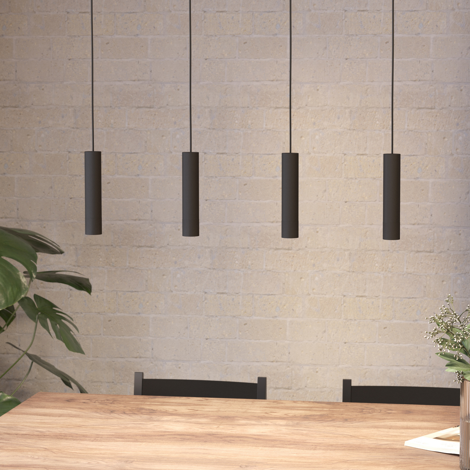 Almudaina LED-riippuvalaisin, musta, pituus 84 cm, 4 valoa,