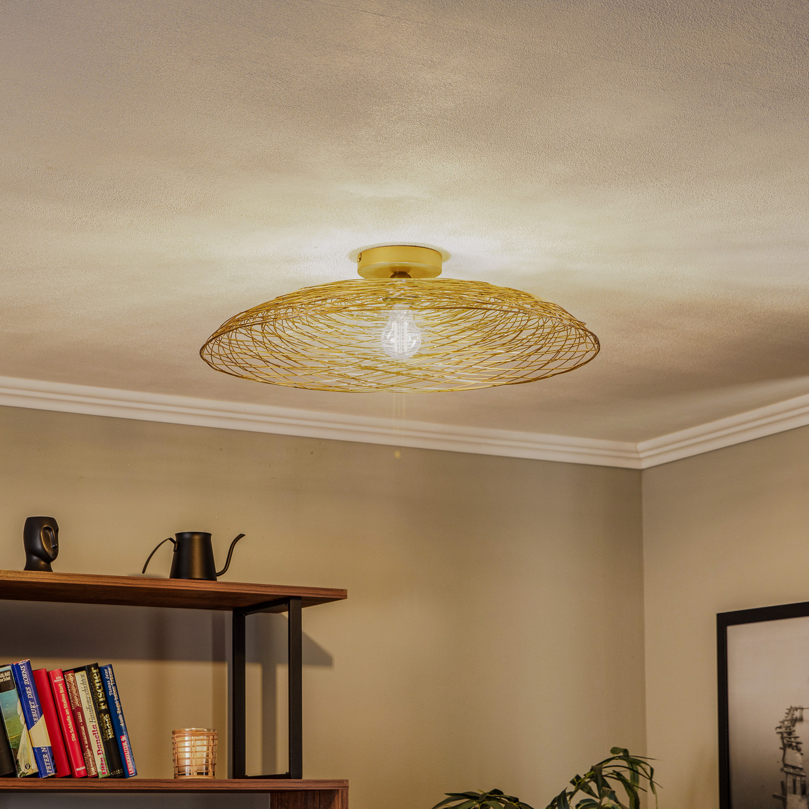 Plafonieră Lindby Thorian Ø 60 cm auriu fier culoare aurie - Camera de zi / sufragerie - design